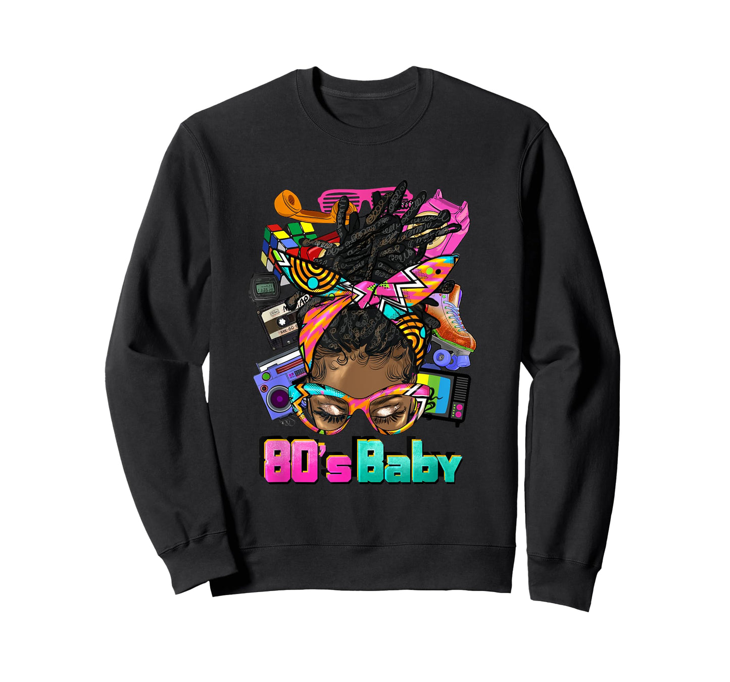 80's Baby Afro Messy Bun African American 1980's Retro T-Shirt