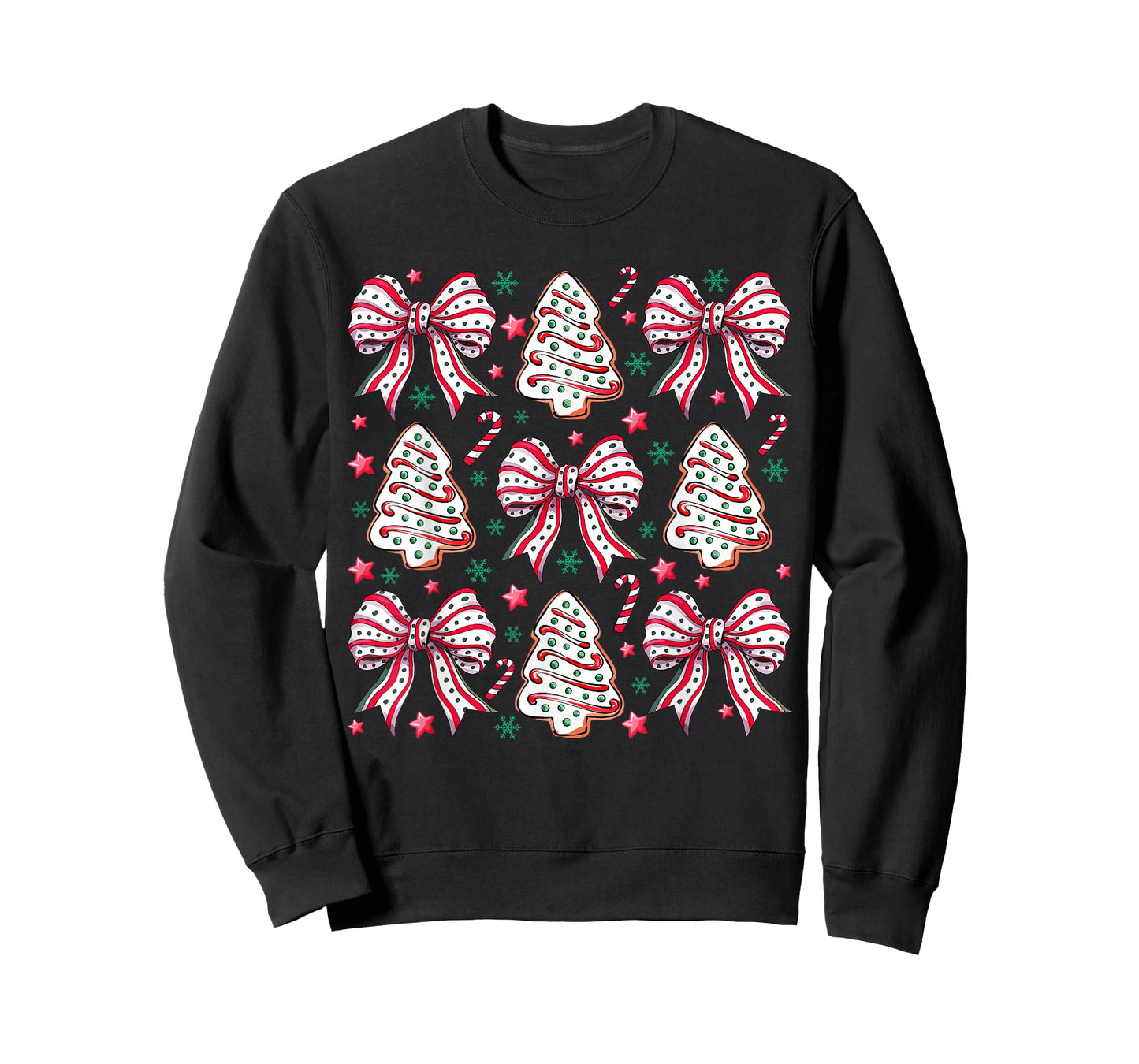 Coquette Bow Tree Cake Candy Cane Merry Christmas Women Kids T-Shirt