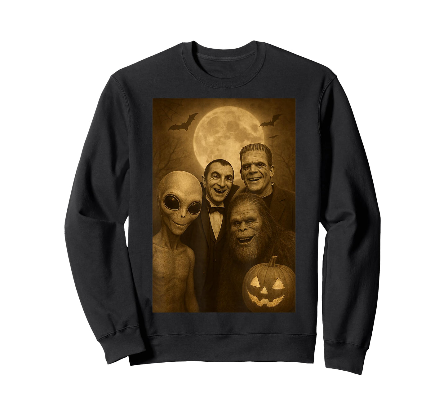 Halloween Party Bigfoot Alien Dracula Frankenstein Selfie T-Shirt