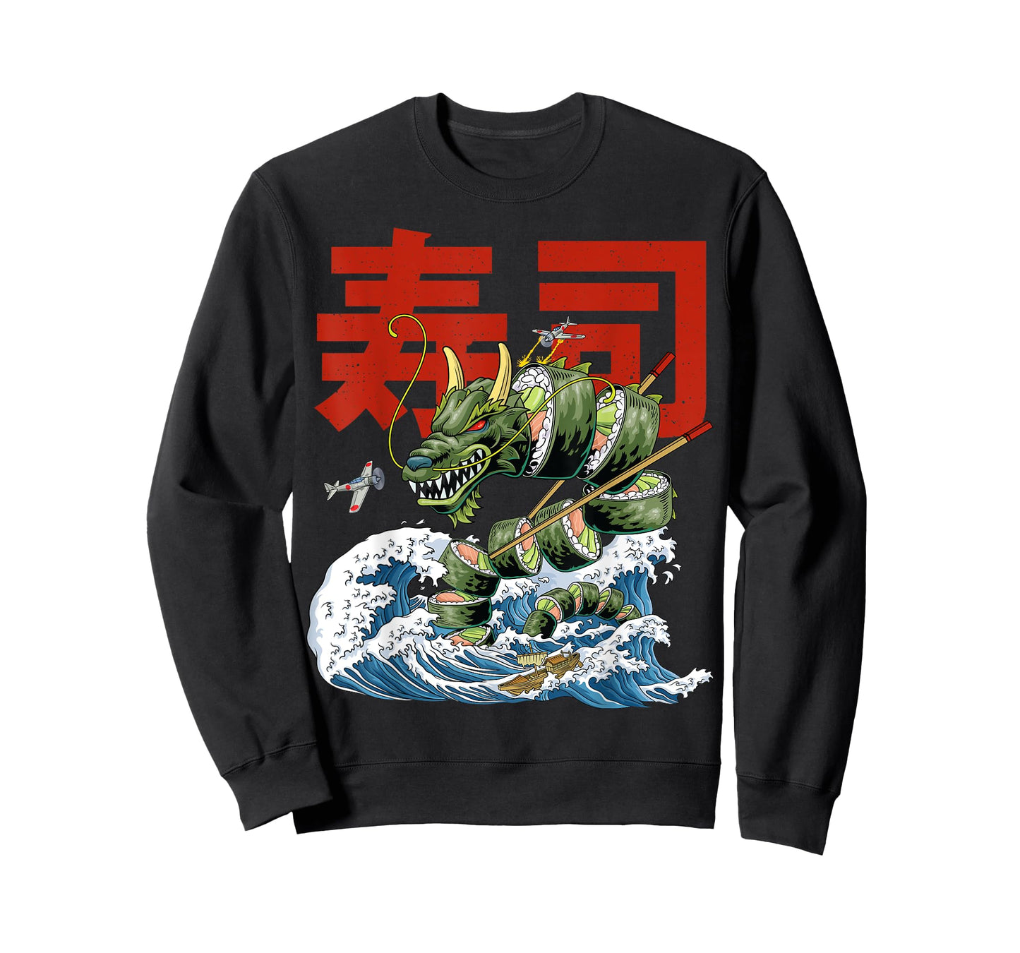 Great Sushi Dragon Kanagawa Wave Roll Japanese Food Kawaii T-Shirt