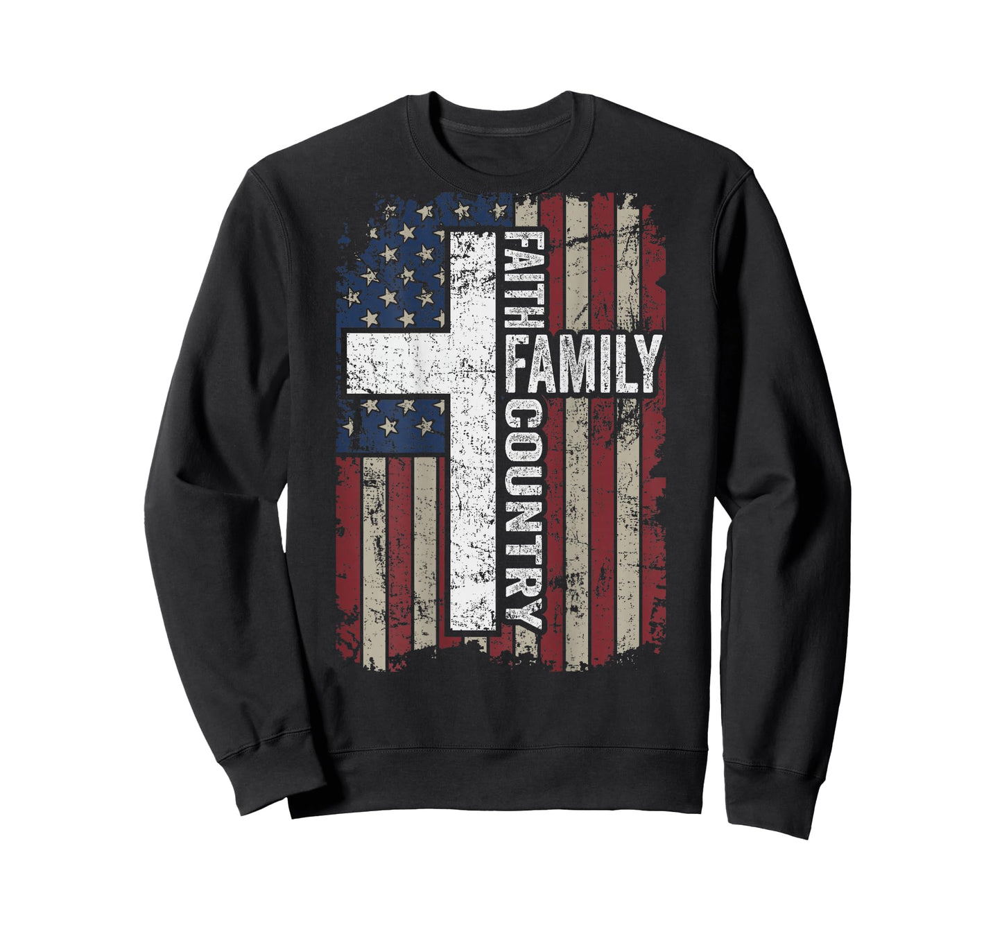 Faith Family Country - Christian Vintage Cross USA - ON BACK T-Shirt