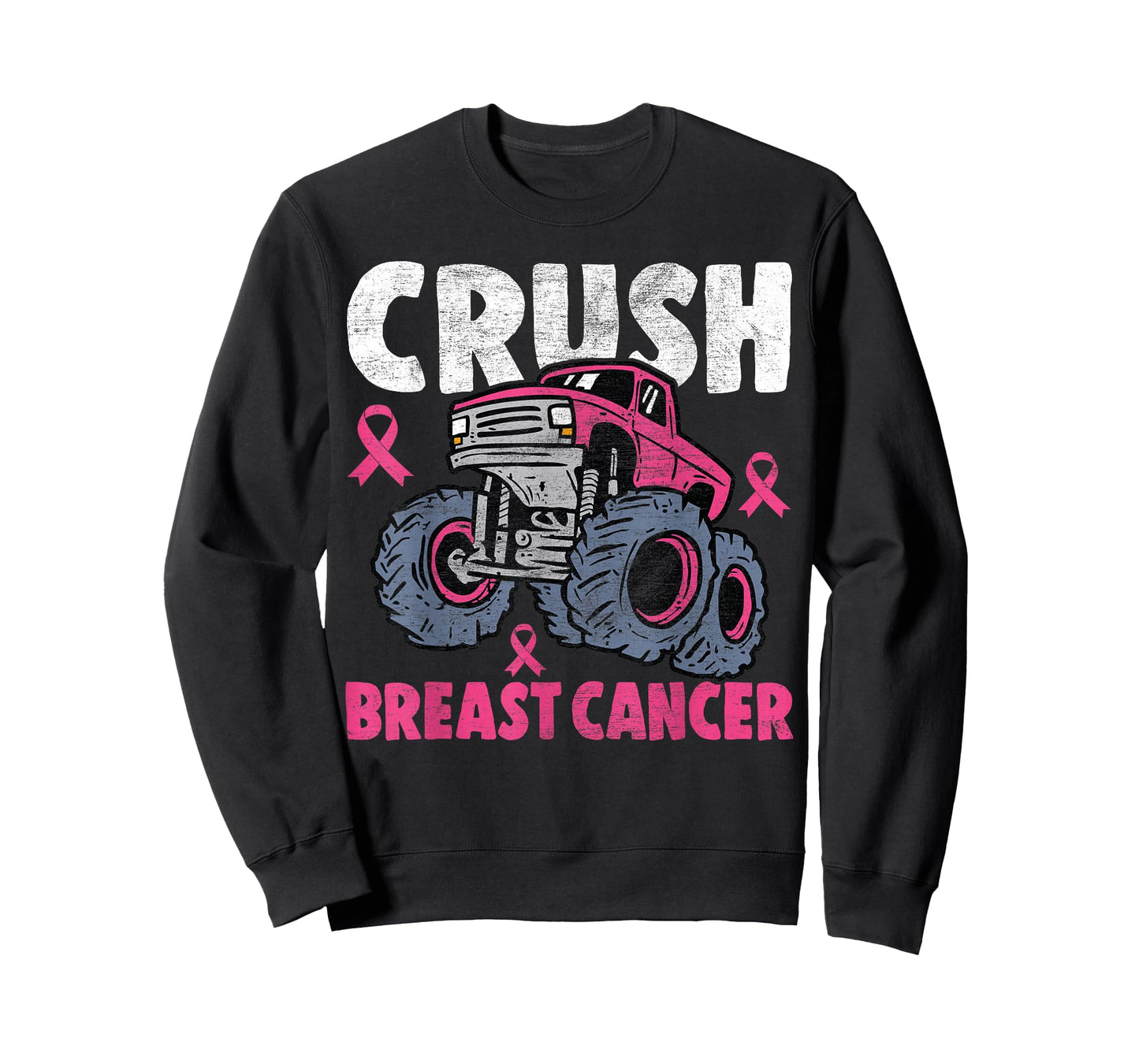 Crush Breast Cancer Awareness Monster Truck kids Boys Girls T-Shirt