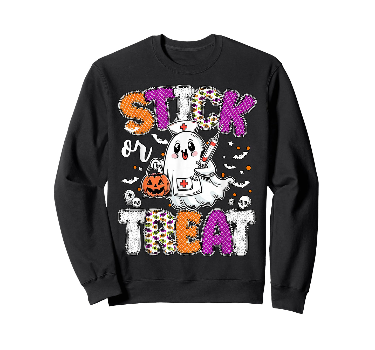 Stick Or Treat Ghost Phlebotomy Tech ER ICU Nurse Halloween T-Shirt