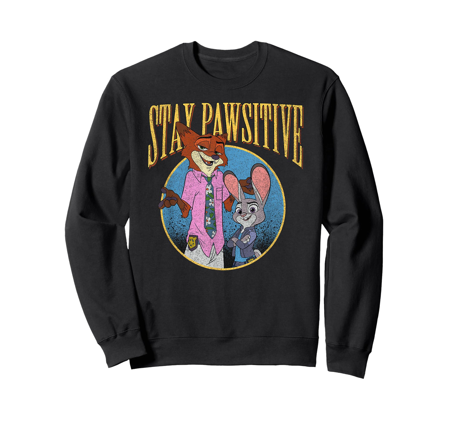 Disney Zootopia 2 Stay Pawsitive Distressed Portrait T-Shirt