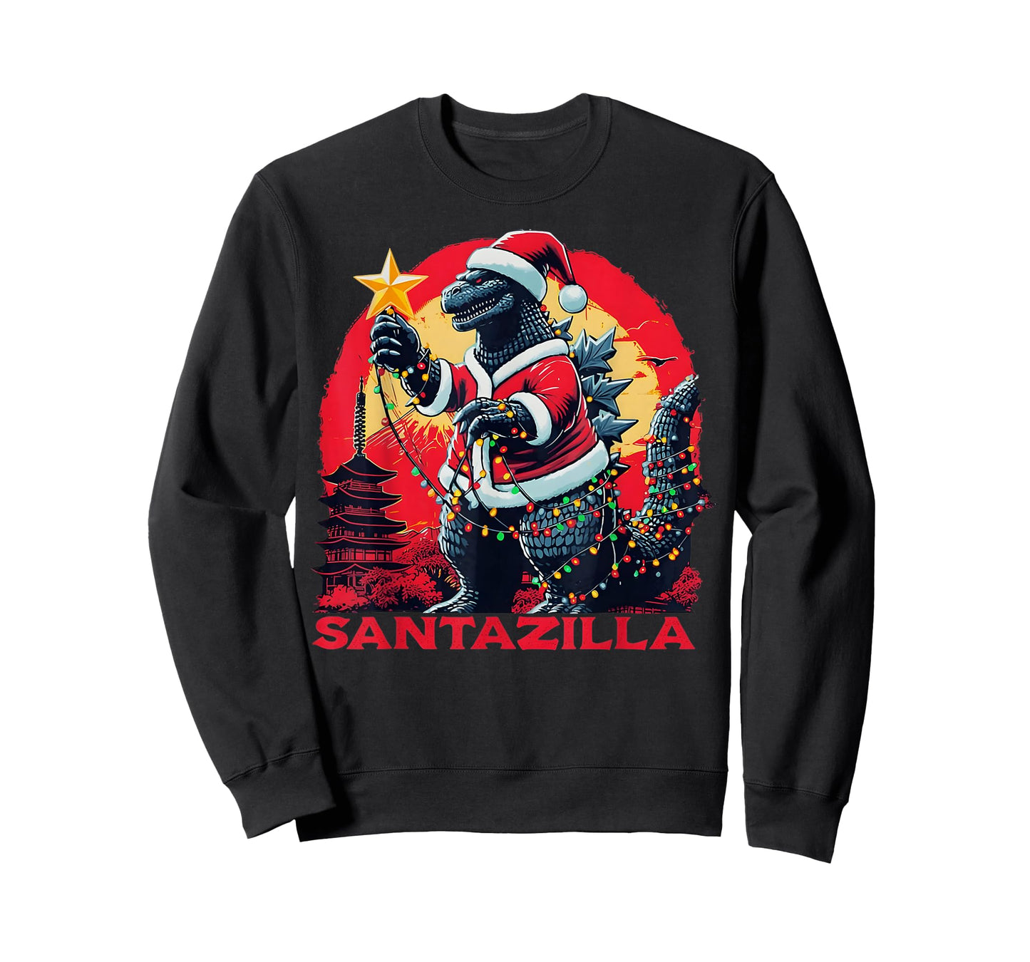 Xmas Christmas Santazilla Funny Holiday Monster Dinosaur T-Shirt