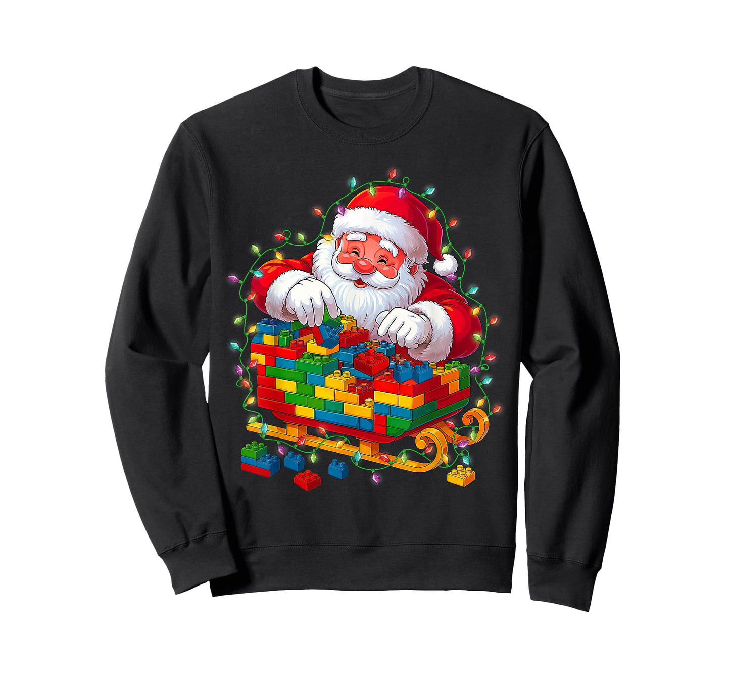Building Blocks Santa Sleigh Master Builders Christmas Kids T-Shirt
