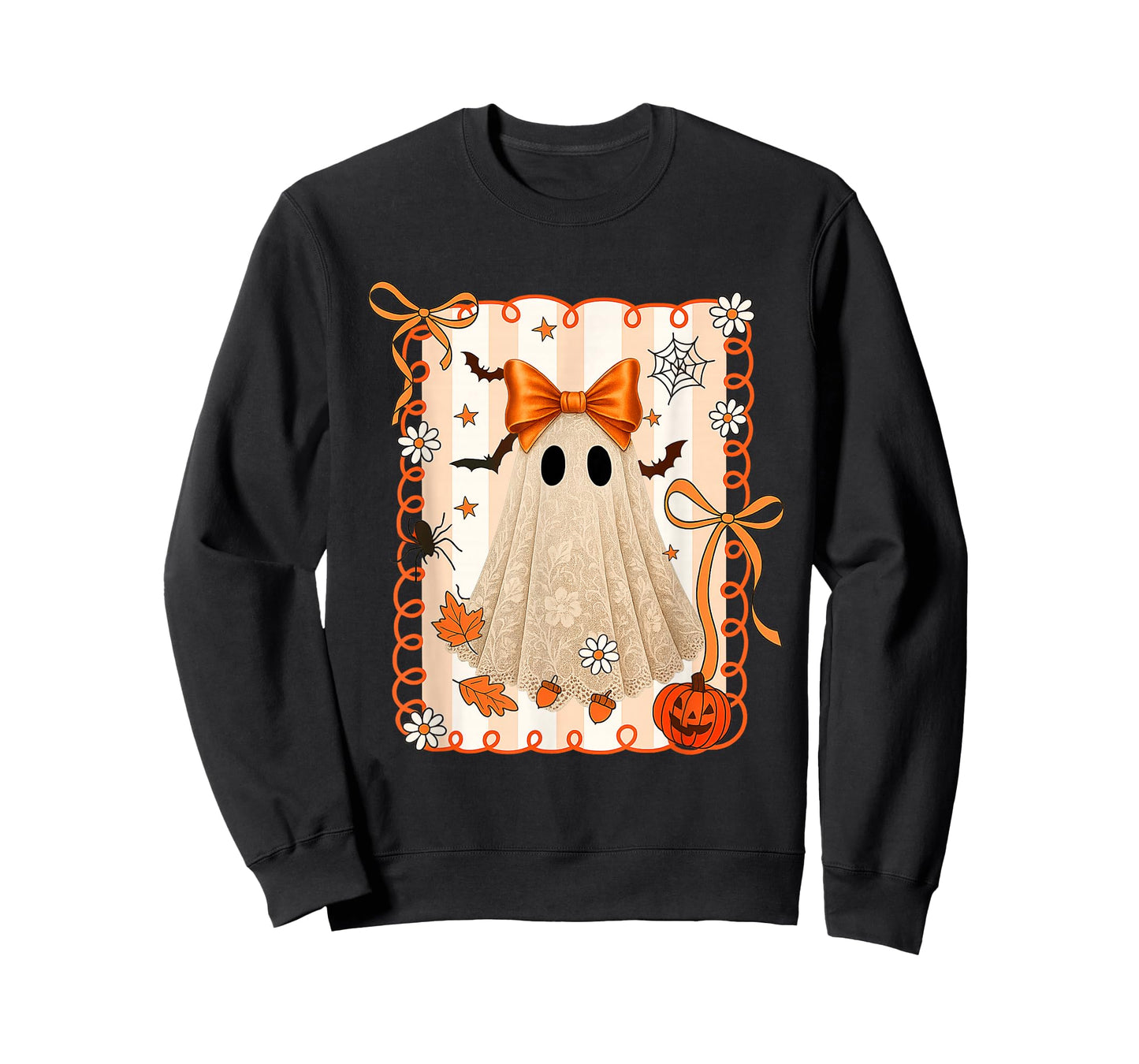 Halloween Shirts For Women Ghost Preppy Bow Pumpkin Season T-Shirt