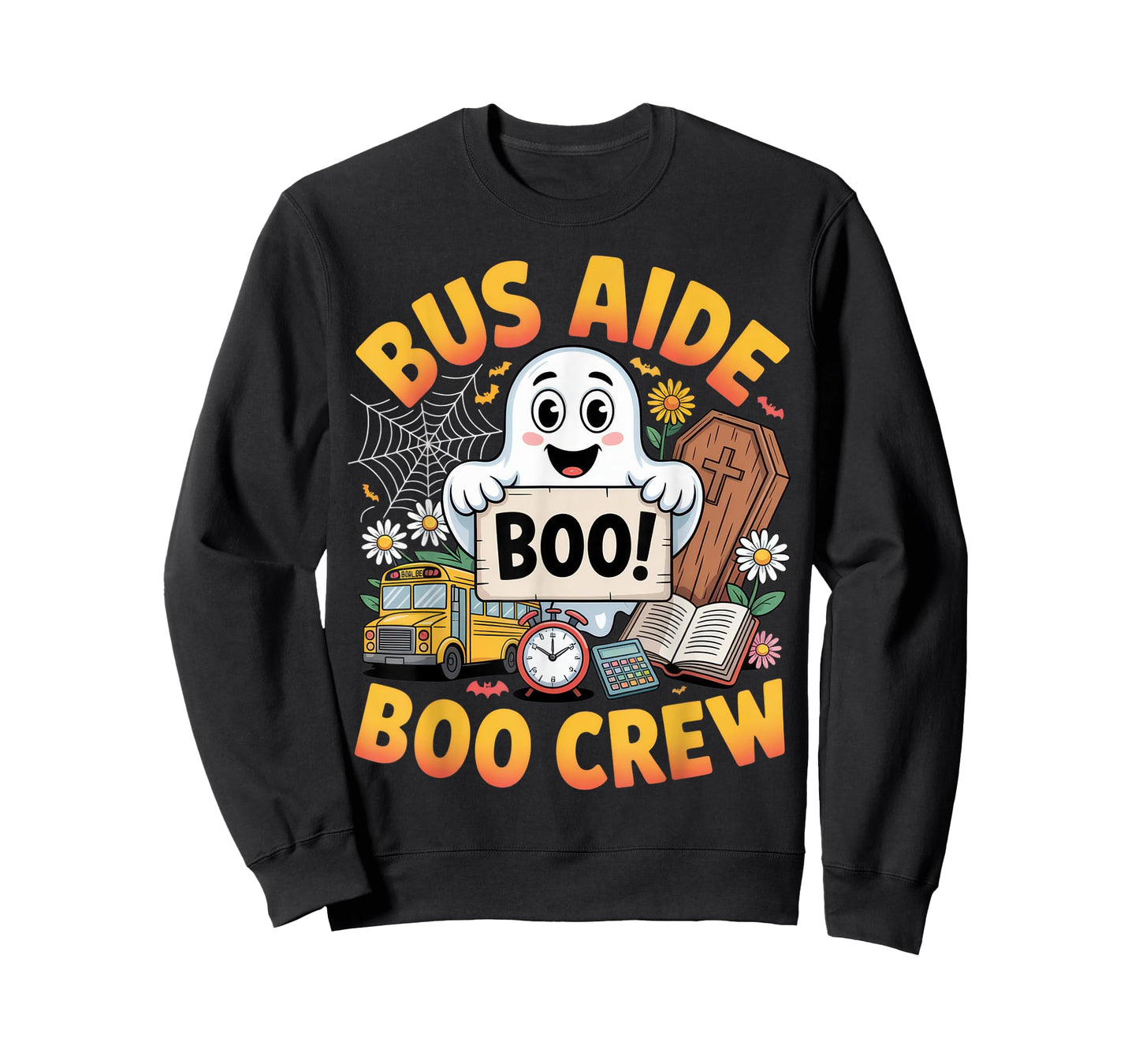Bus Aide Boo Crew Fun Halloween Ghost Design For School T-Shirt