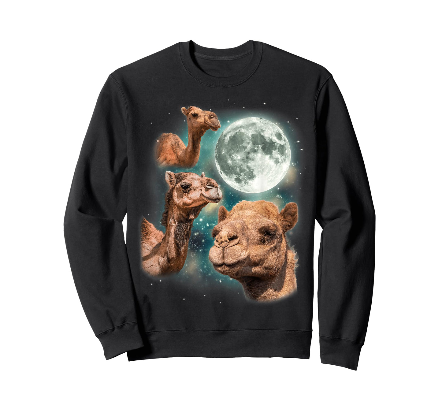 Three Camels Moon | 3 Dromedary Camels Under A Desert Moon T-Shirt