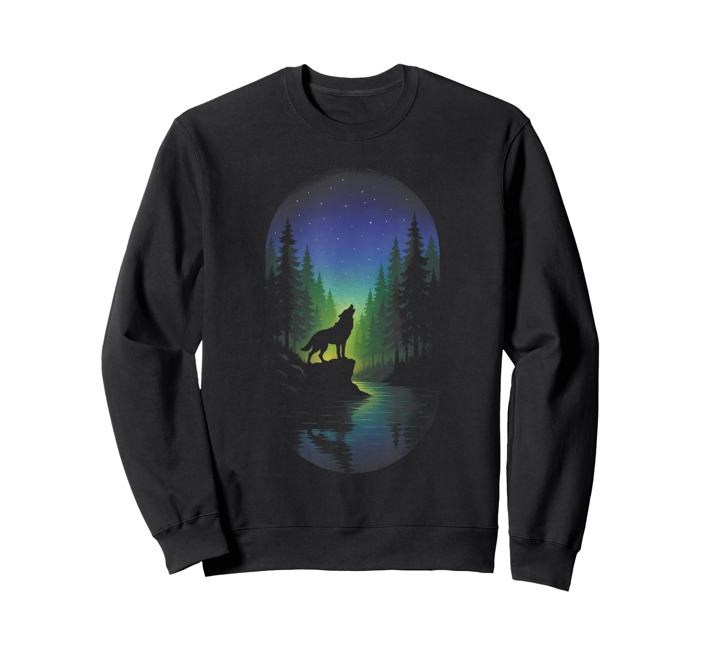 Wolf Silhouette - Forest Wildlife Outdoor Scene T-Shirt