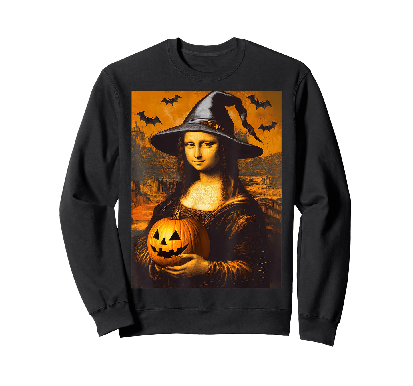 Scary Halloween Horror Mona Lisa Art Spooky Pumpkin Painting T-Shirt