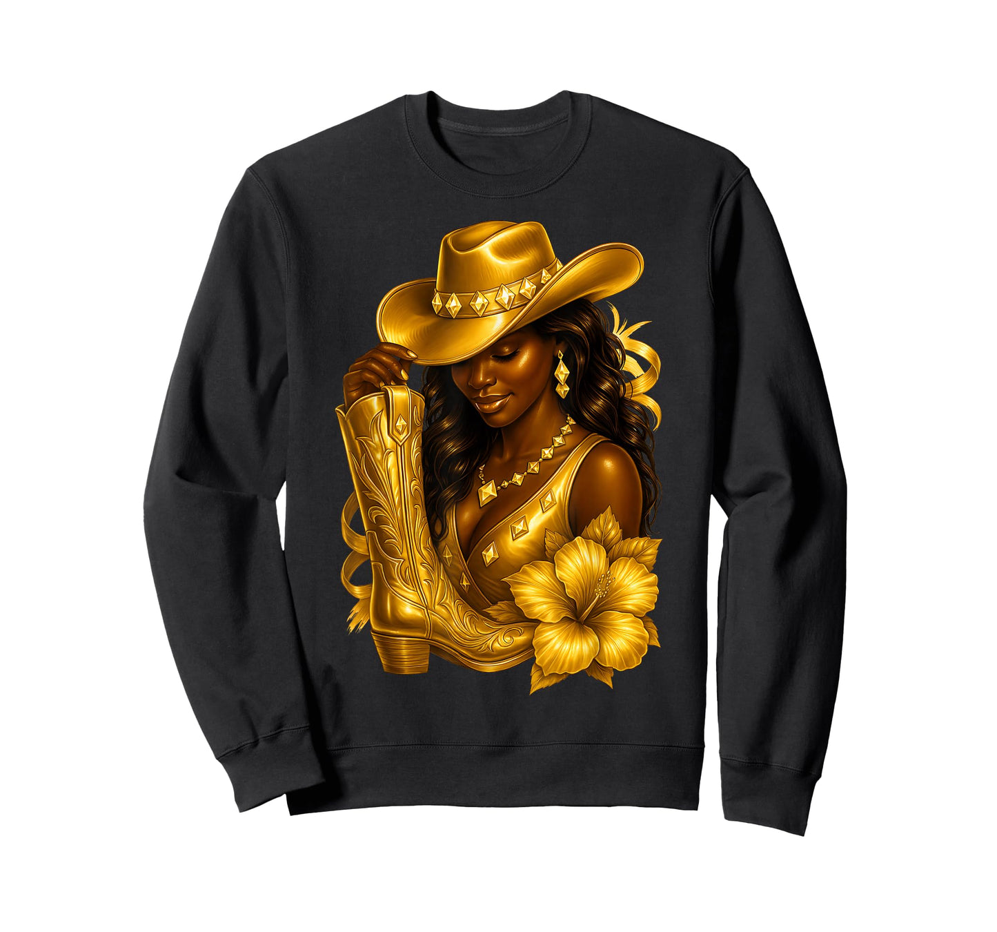 Black African American Glam Cowgirl Melanin Country Girls T-Shirt