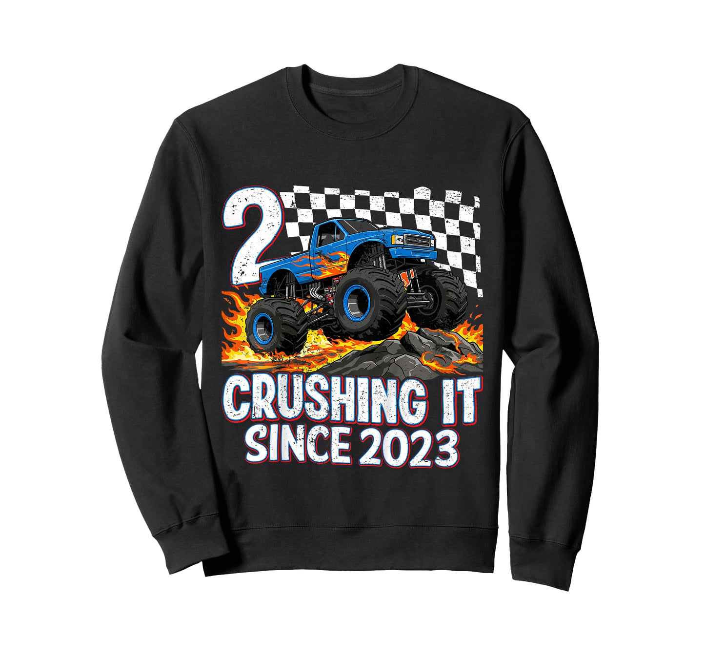2nd Birthday Monster Truck 2 year Old Boys Party Born 2023 T-Shirt