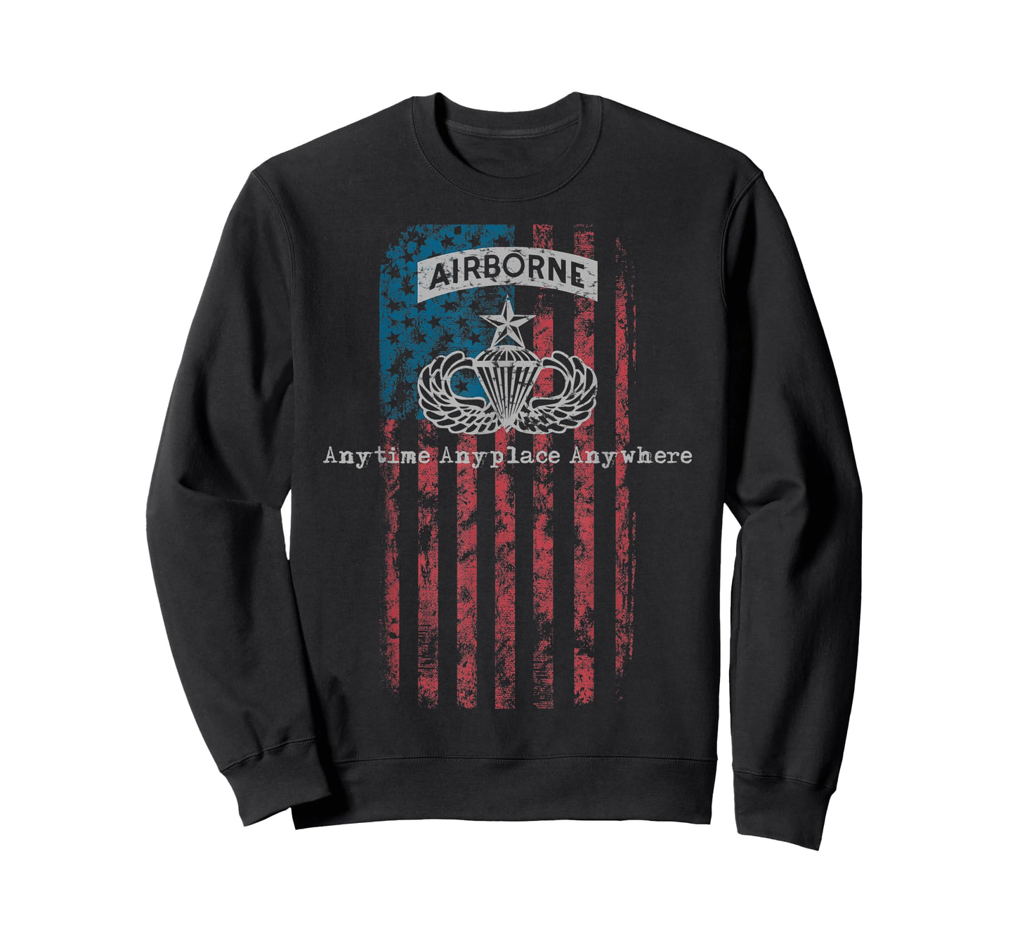 Gray Airborne Senior Parachutist Badge with Flag T-Shirt