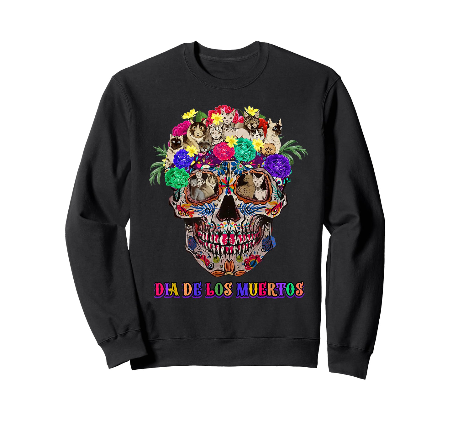 Dia De Los Muertos day of the-dead cat sugar skull T-Shirt
