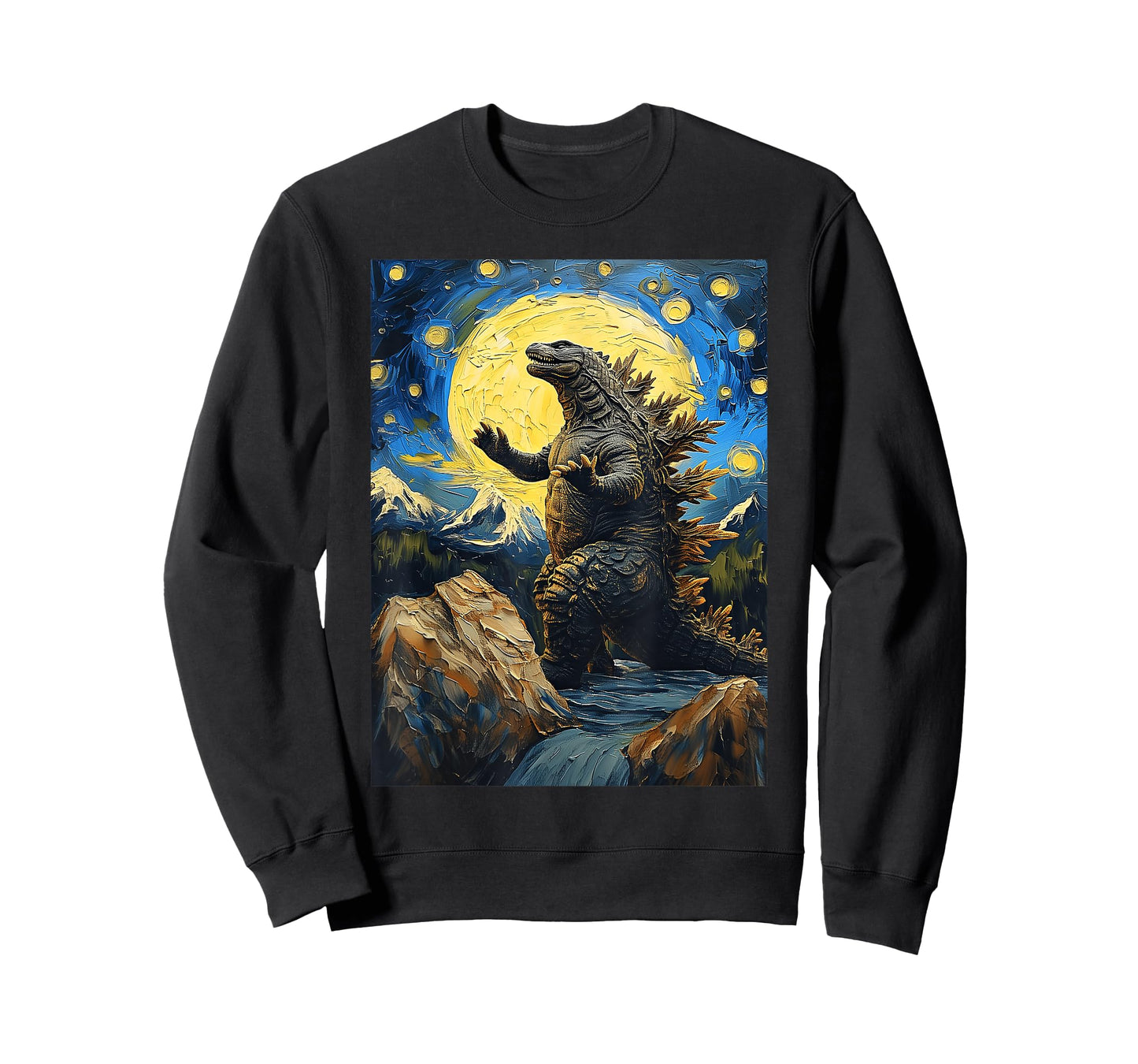 Japanese Monster Kaiju in Van Gogh Starry Night T-Shirt