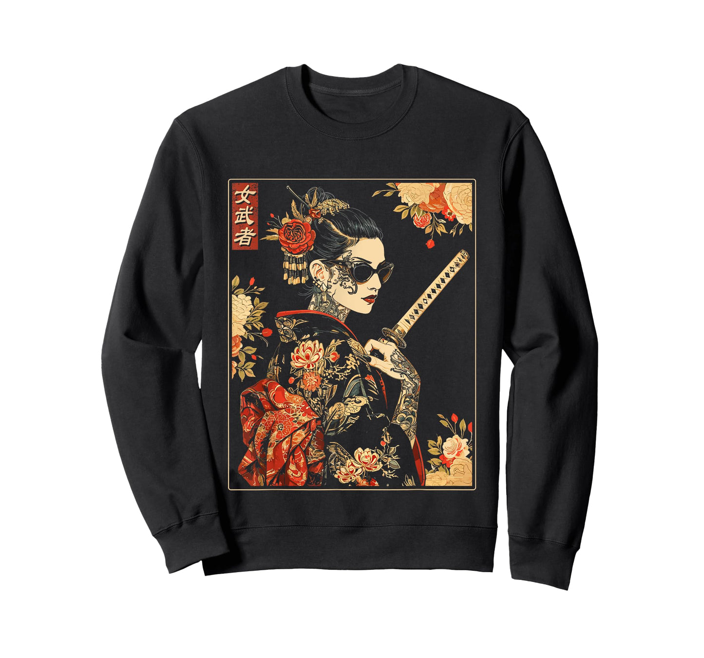 Japanese Gothic Samurai Art Woman With Katana Sword T-Shirt