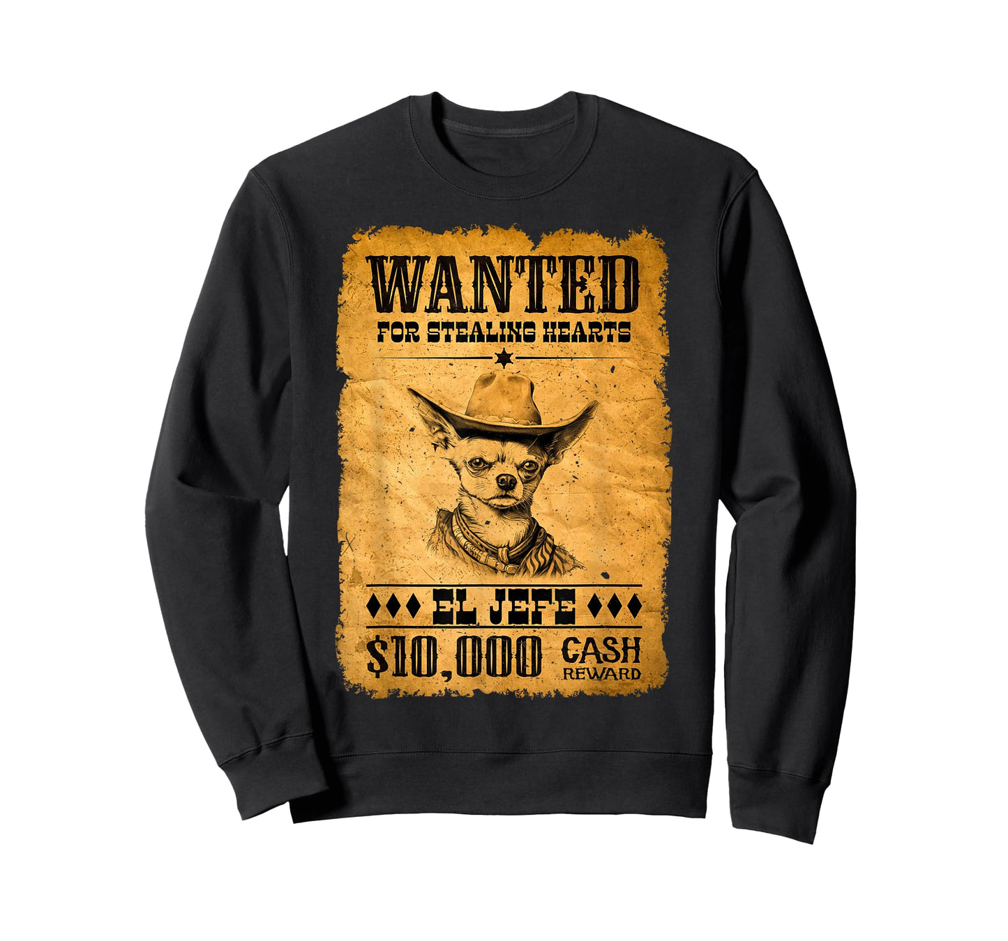 Funny Cute Chihuahua Wanted Poster Western Cowboy Chihuahua T-Shirt