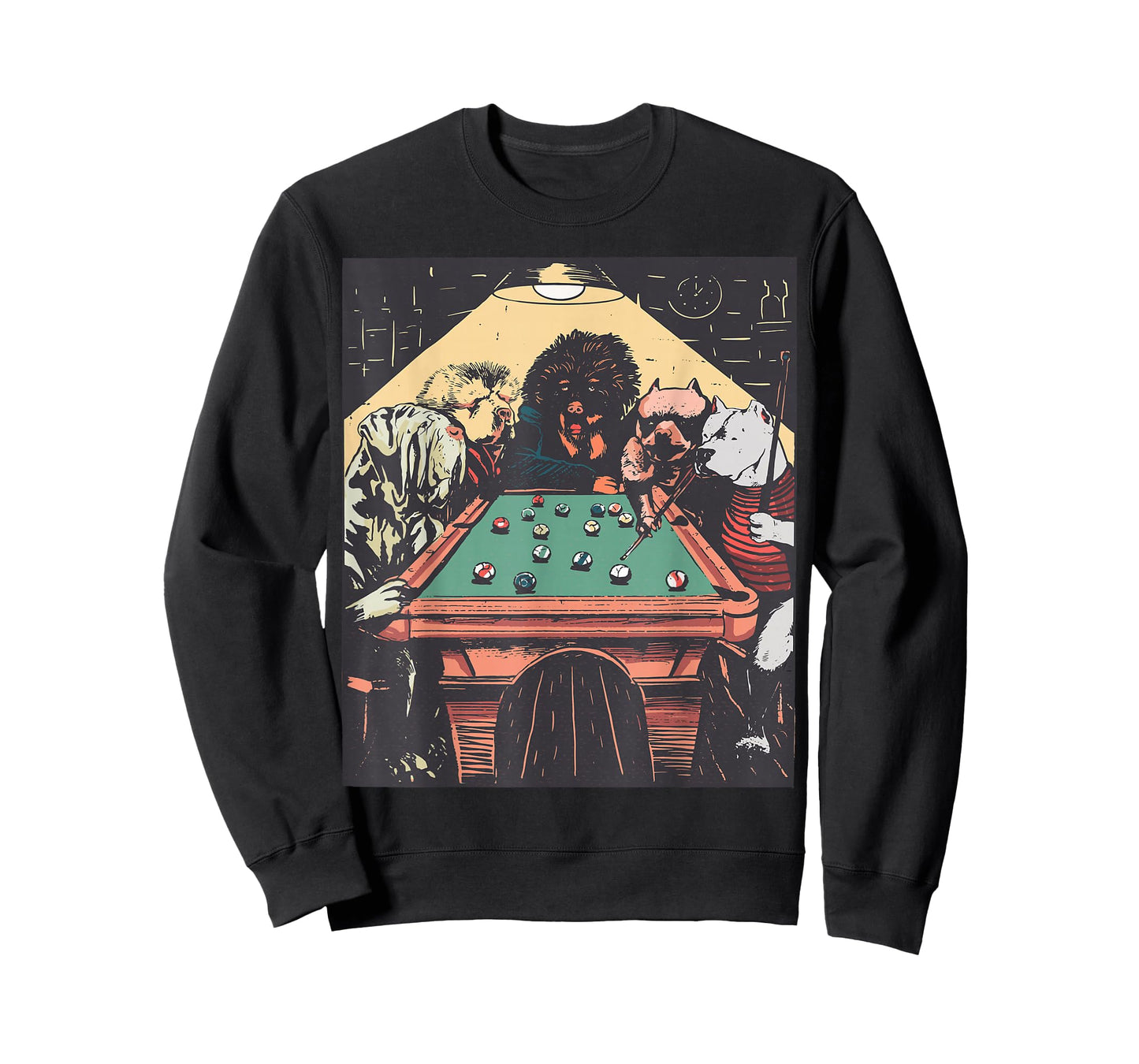 GAME NIGHT TIME DOGS ON BILLIARDS POOL TABLE SHOOTING 8 BALL T-Shirt