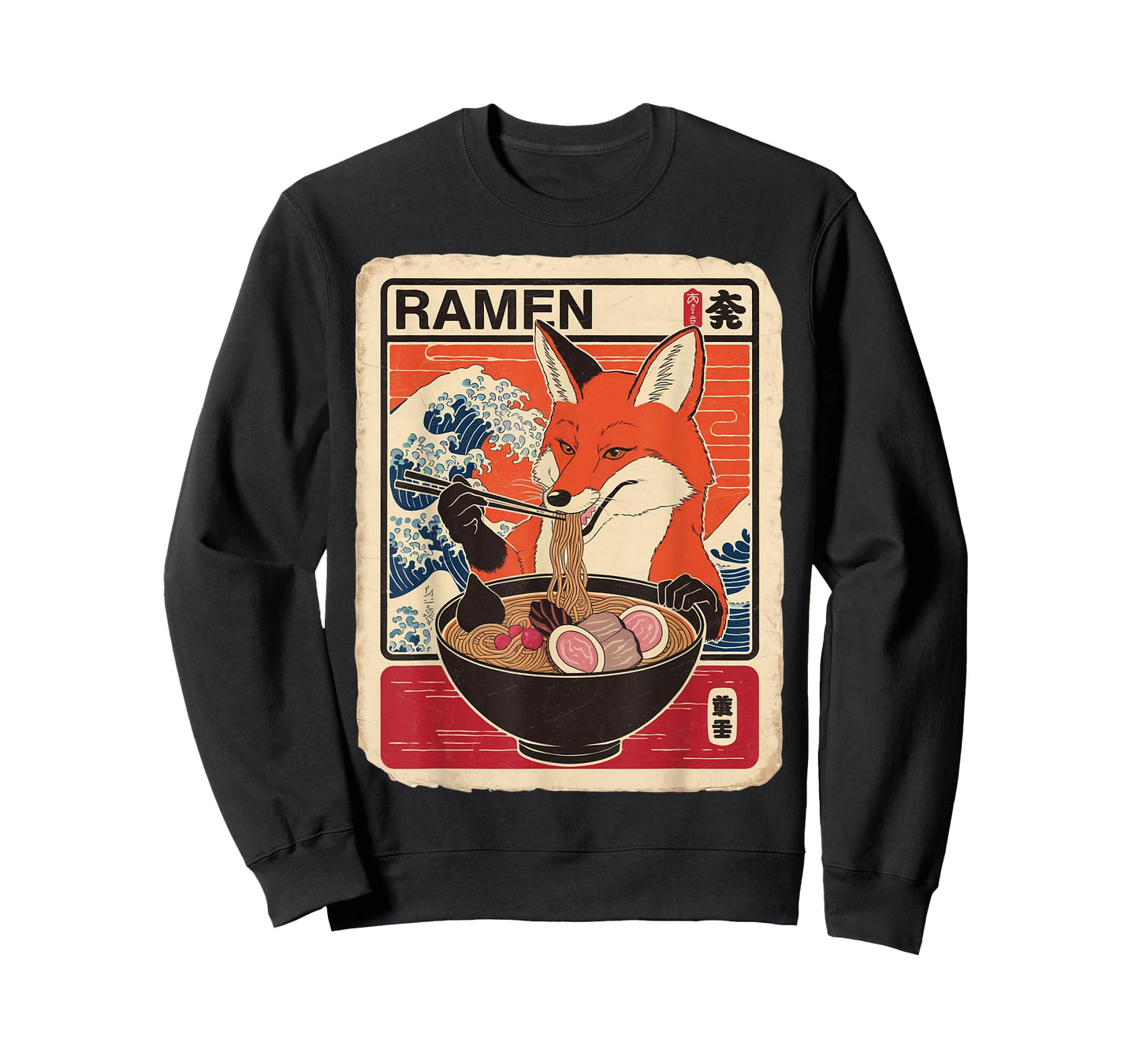 Fox Ramen Japanese Funny Graphic Kawaii Ezo Orange Fox T-Shirt
