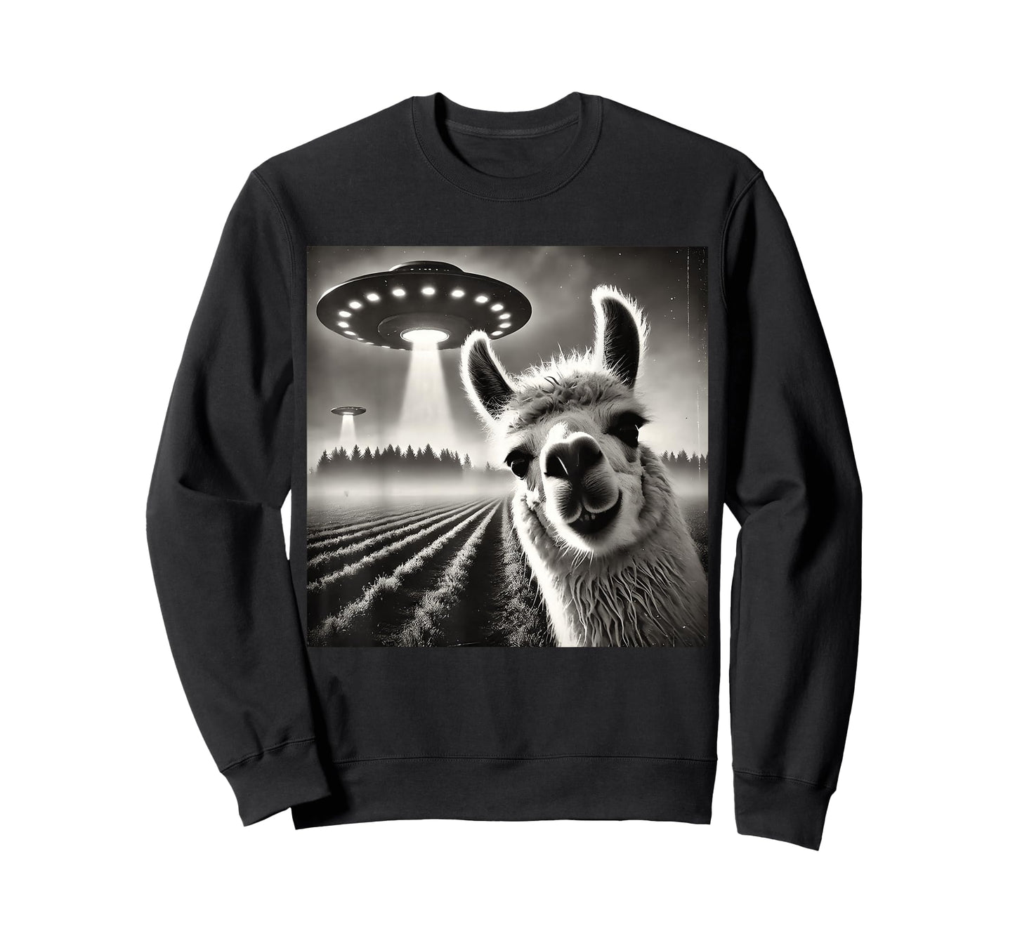 Funny Llama Alpaca Selfie UFOs T-Shirt