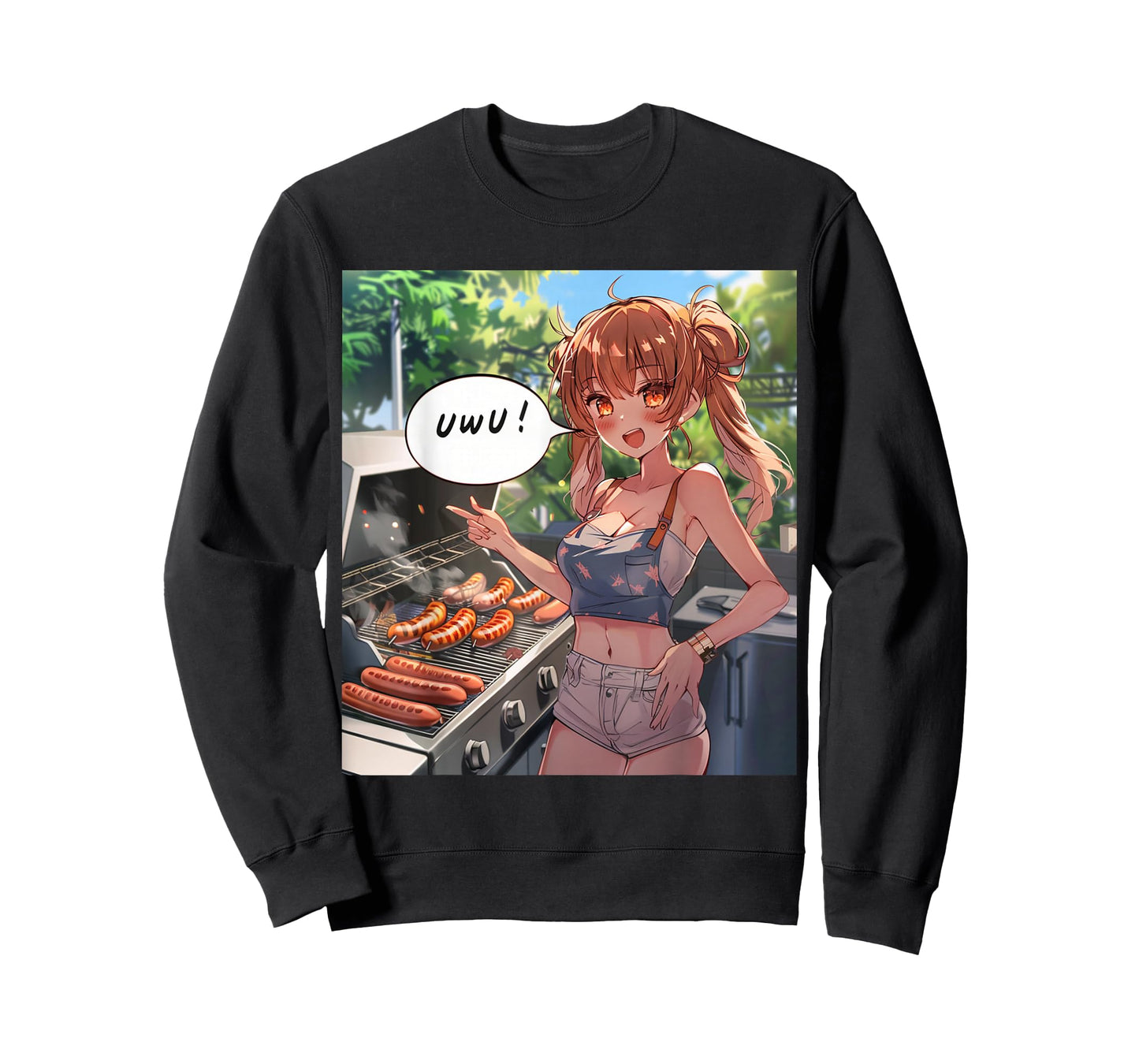 UwU Grill Party Anime Front Print T-Shirt