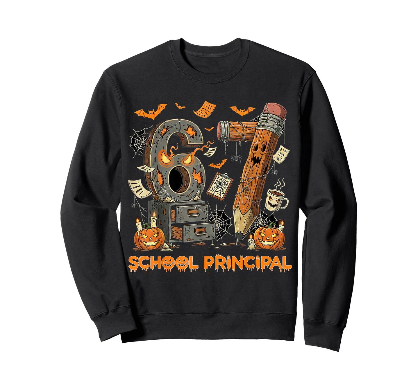 67 School Principal Halloween Spooky Pumpkin for Men Women T-Shirt