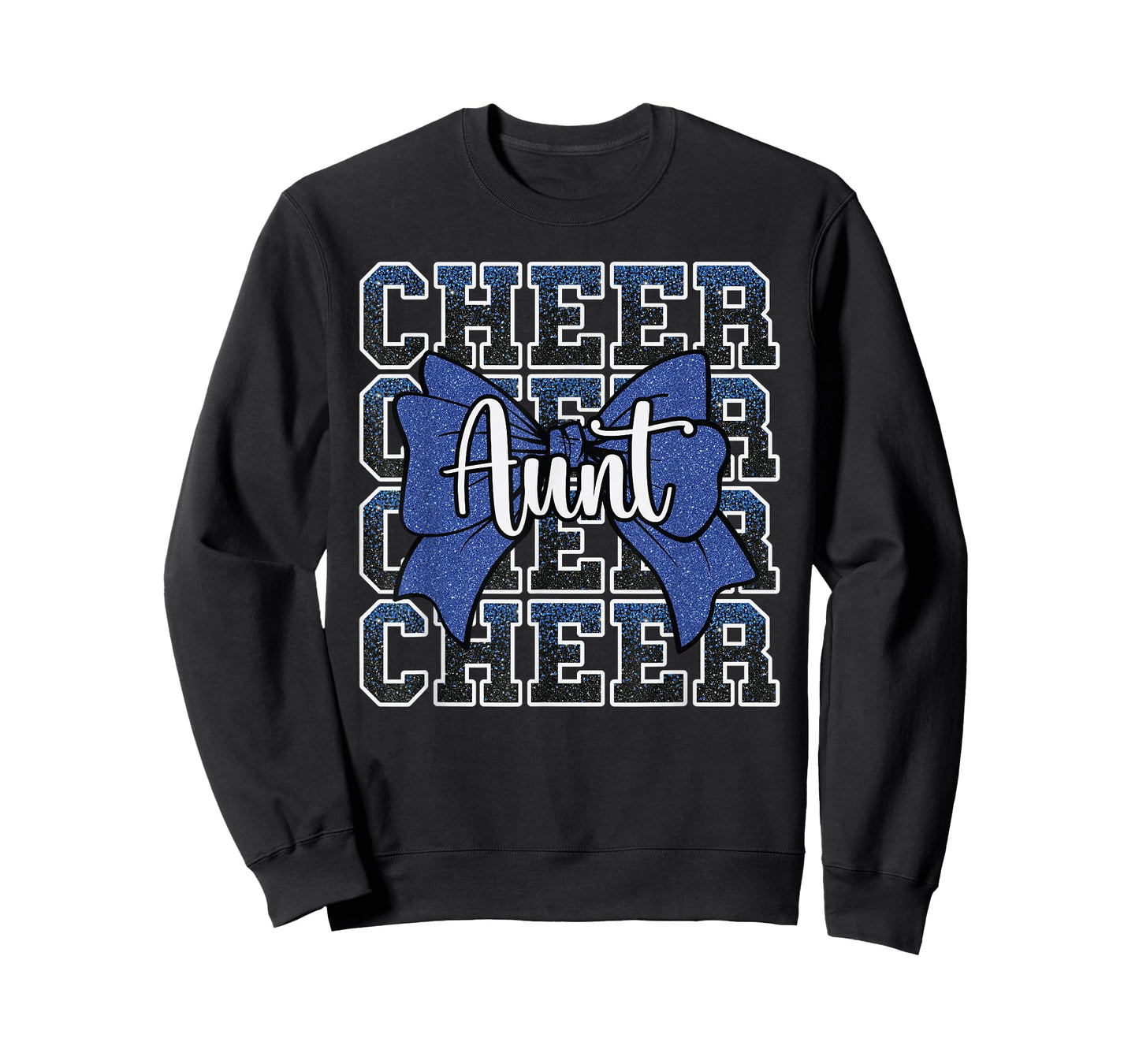 Cheer Aunt Auntie Bow Sport Cheerleader Cheerleading Blue T-Shirt