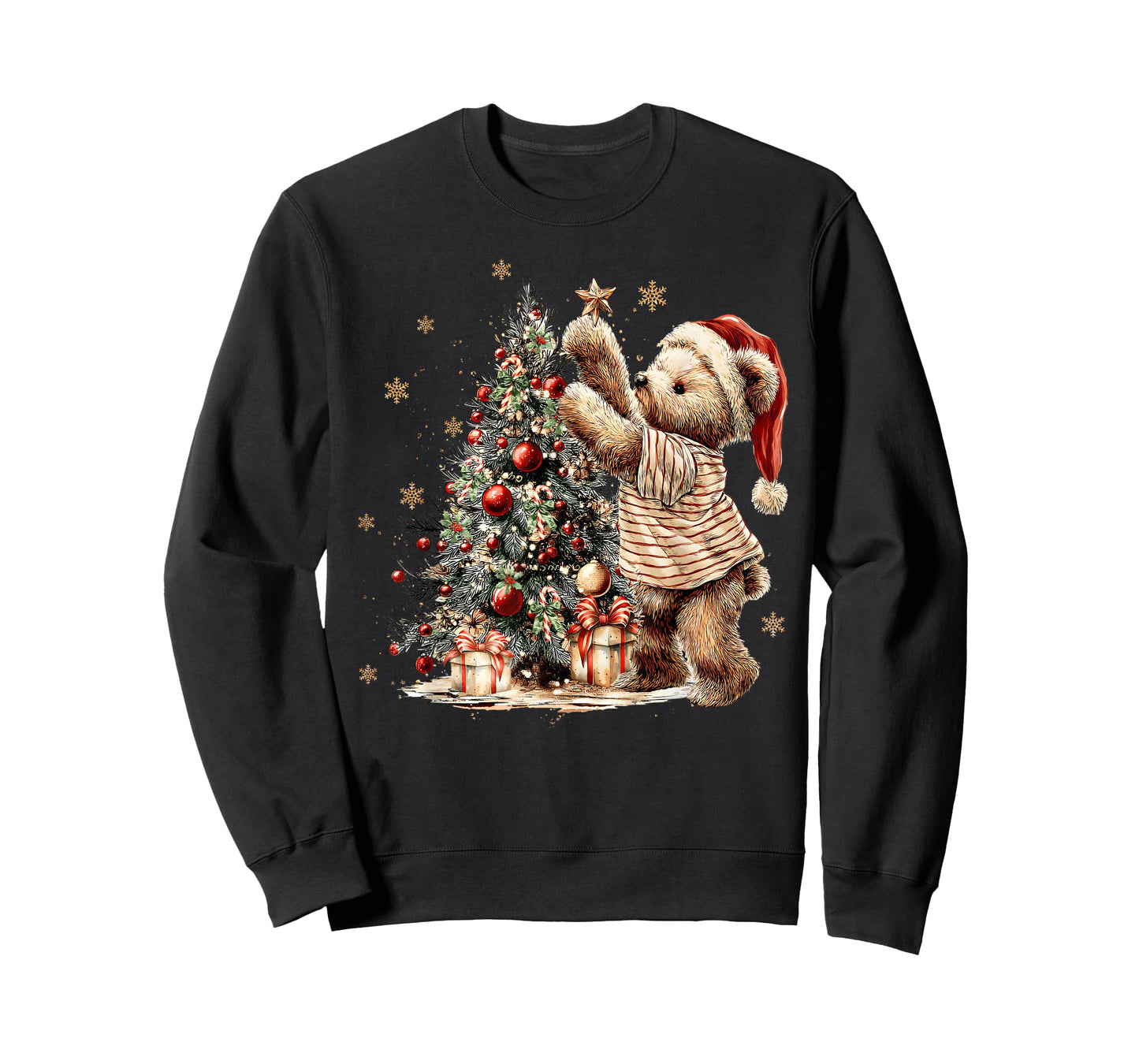 Retro Vintage Christmas Tree and Teddy Bear Holiday Season T-Shirt