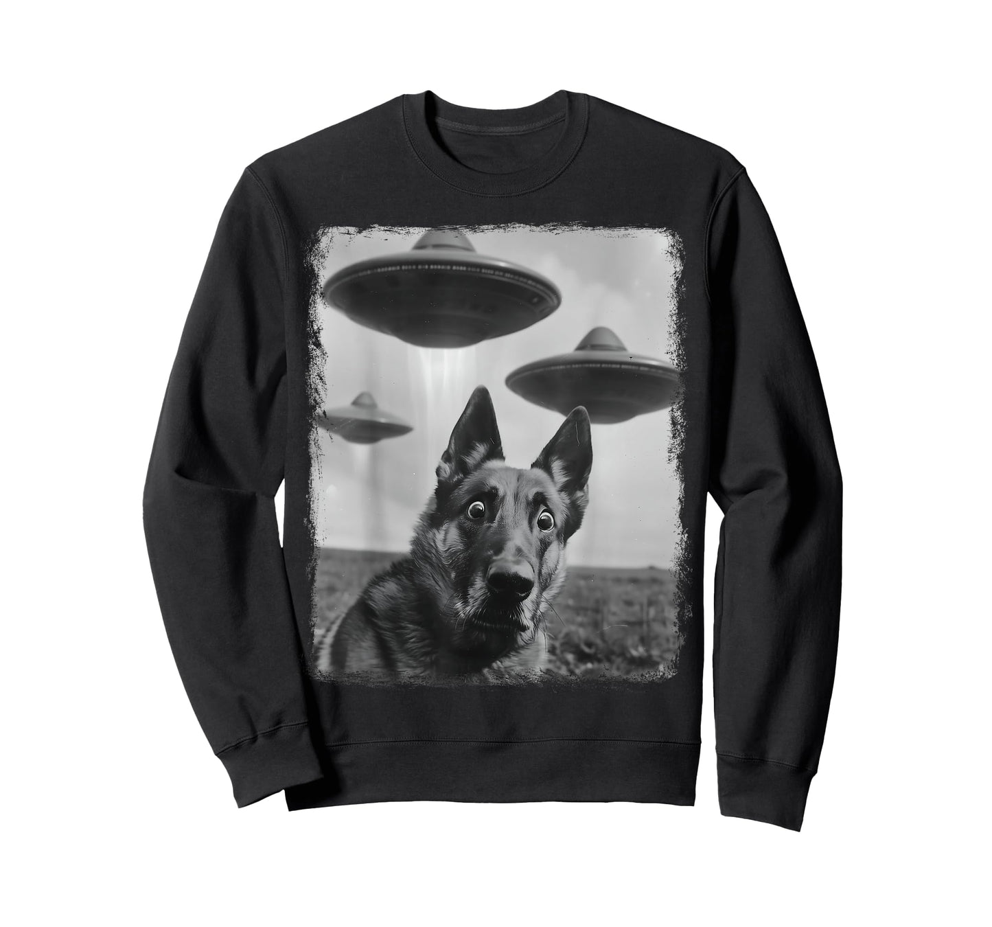 German Shepherd Dog UFO Alien Extraterrestrial Selfie T-Shirt