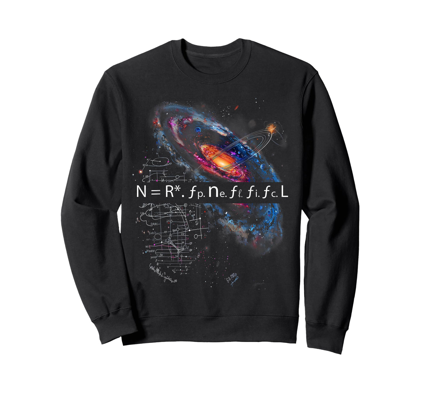 Drake Equation Estimation of Alien Civilizations T-Shirt, Small, Black