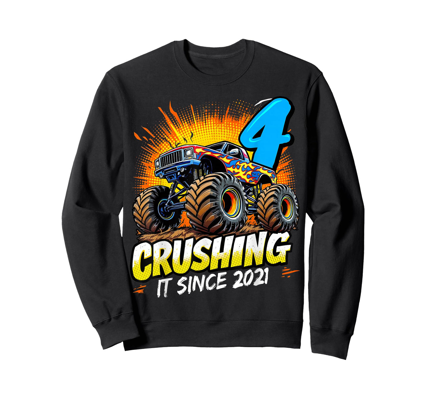 Birthday Monster Truck 4 year Old Boys 4th Party Born 2021 T-Shirt