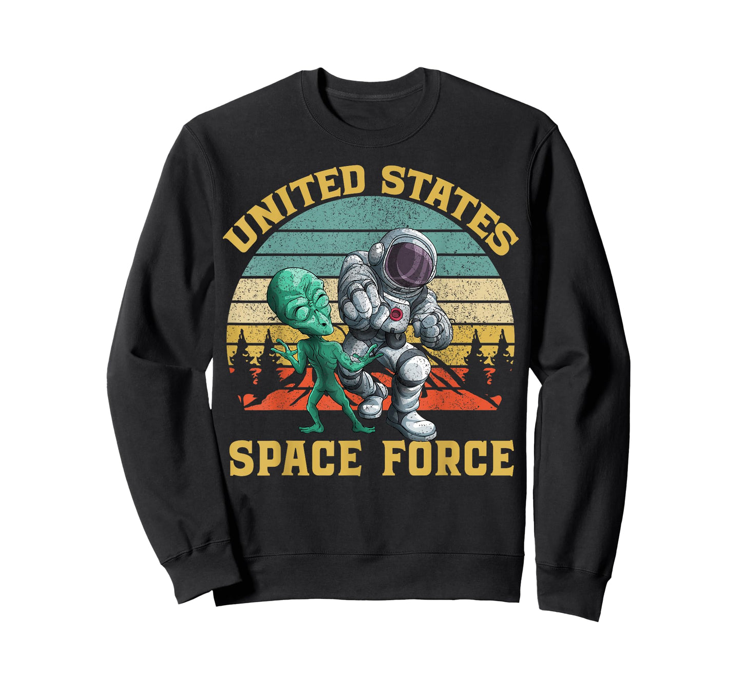 Retro US Space Force Graphic Vintage Sunset Alien Punch Gift T-Shirt