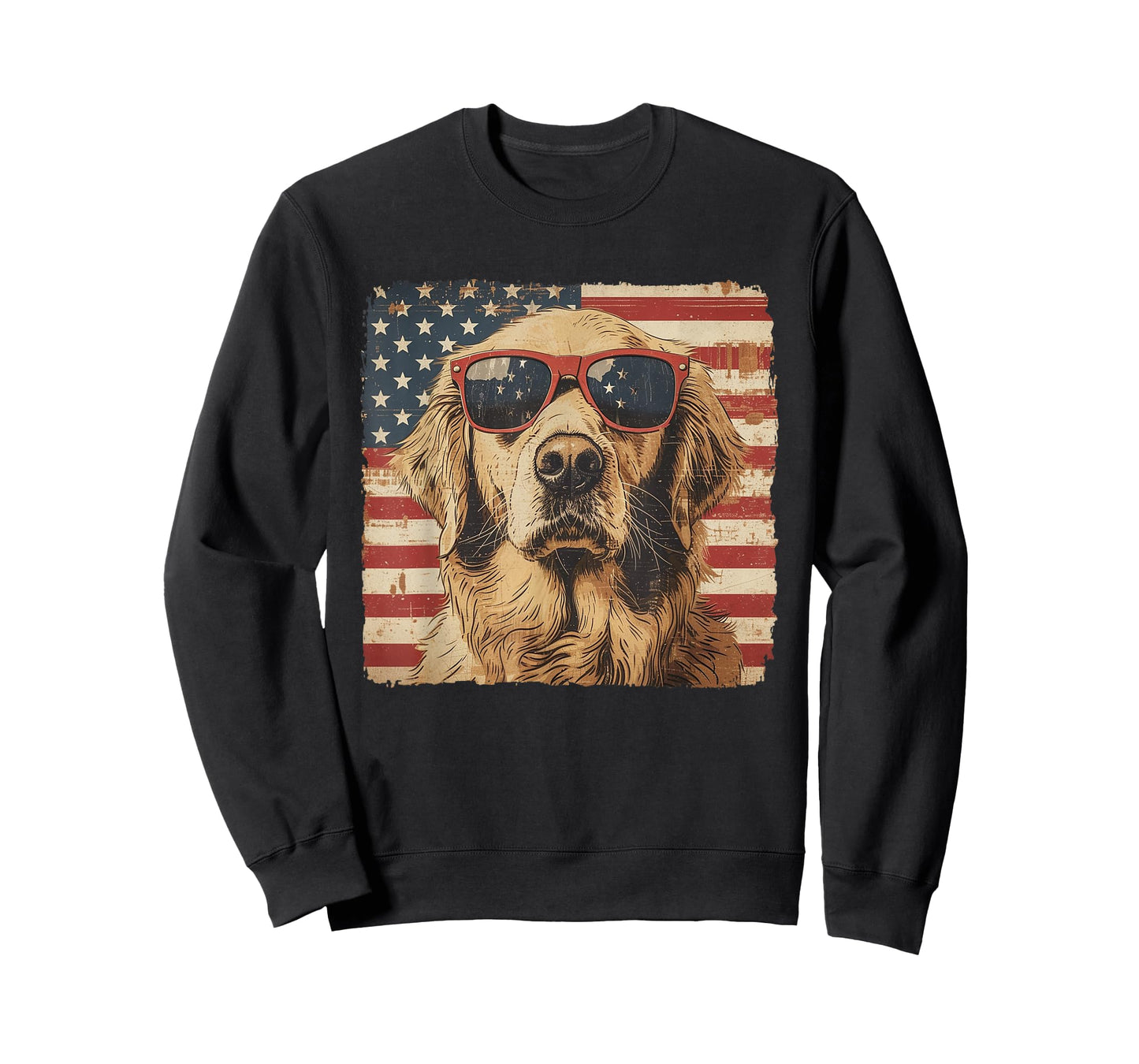 Golden Retriever Dog Patriotic Fourth of July Mens Boys Kids T-Shirt