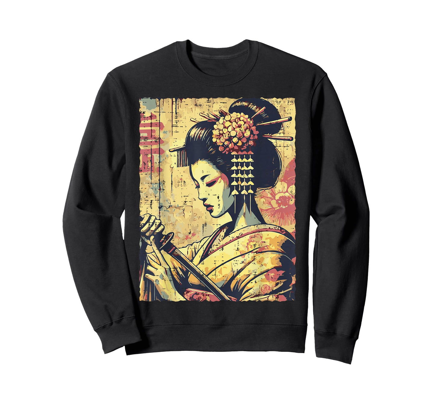 Japanese Hipster Geisha Katana Vintage Women Girls Kids Men T-Shirt