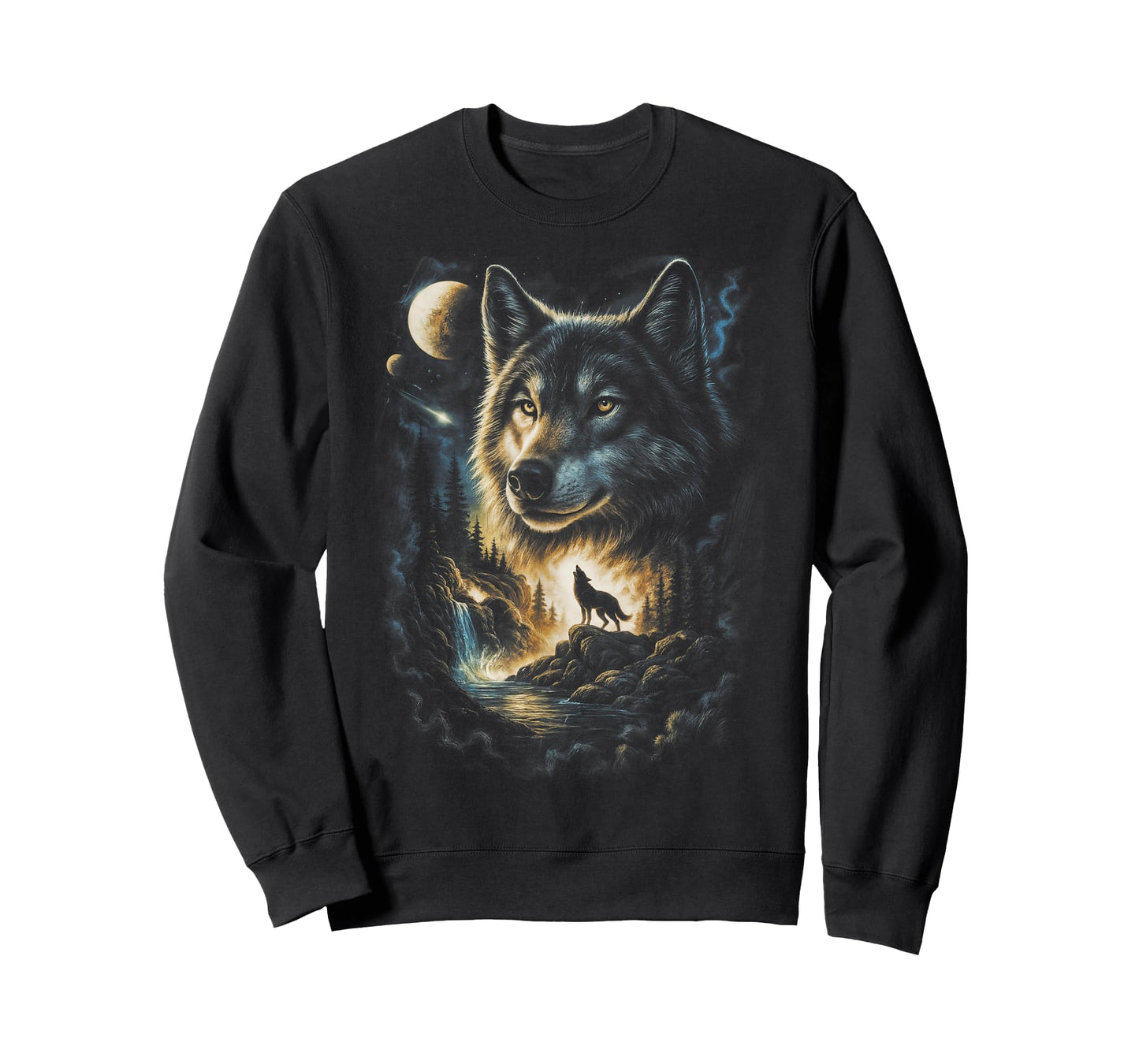 Wolf Howling Moon Forest Nature Wildlife Lovers Animal Men T-Shirt