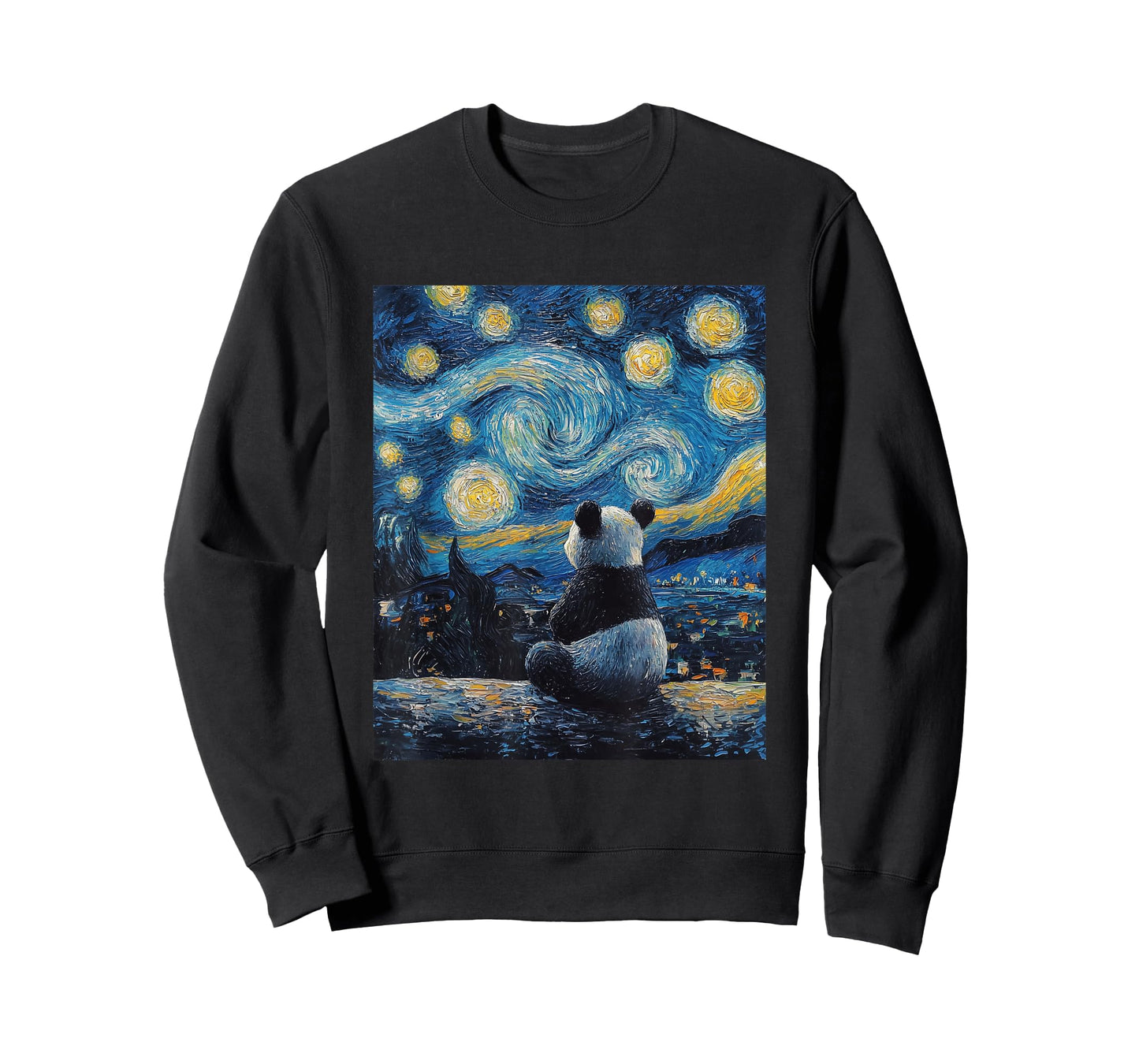Cute Panda Bear - Van Gogh Style - Starry Night Graphic T-Shirt