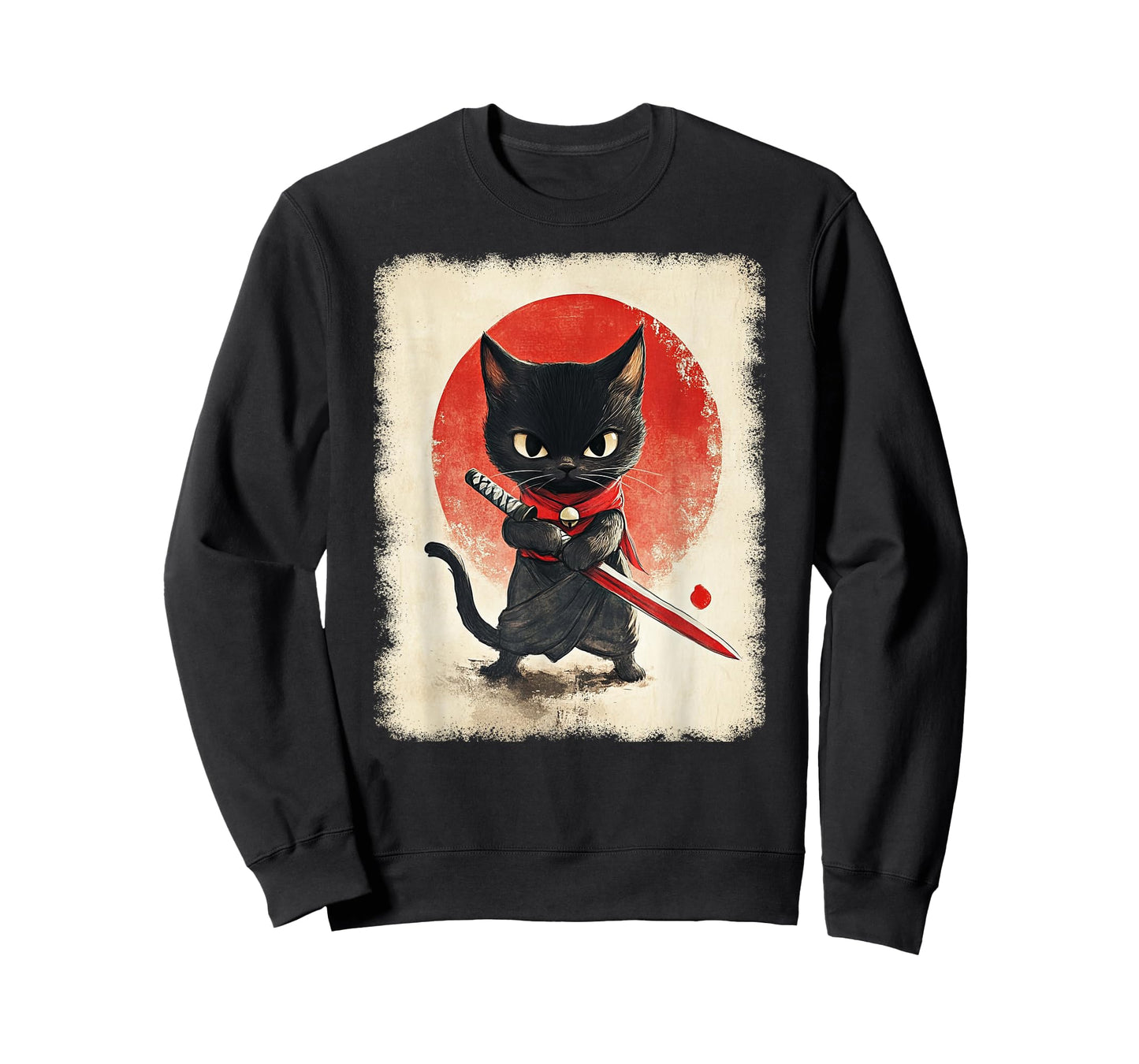 Japanese Samurai Kitten Kawaii Ninja Cat T-Shirt
