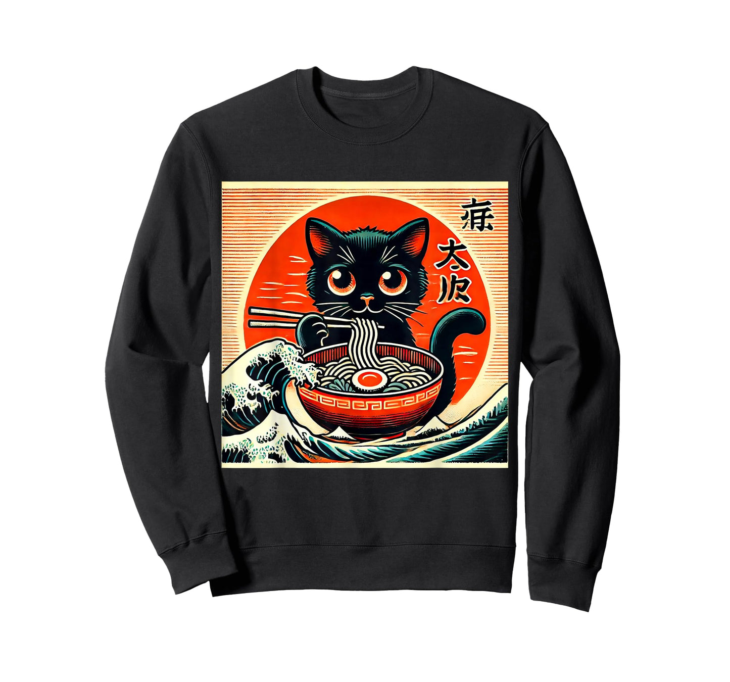 Cat Ramen Japanese Funny Graphic Tees Kawaii Cat Anime T-Shirt