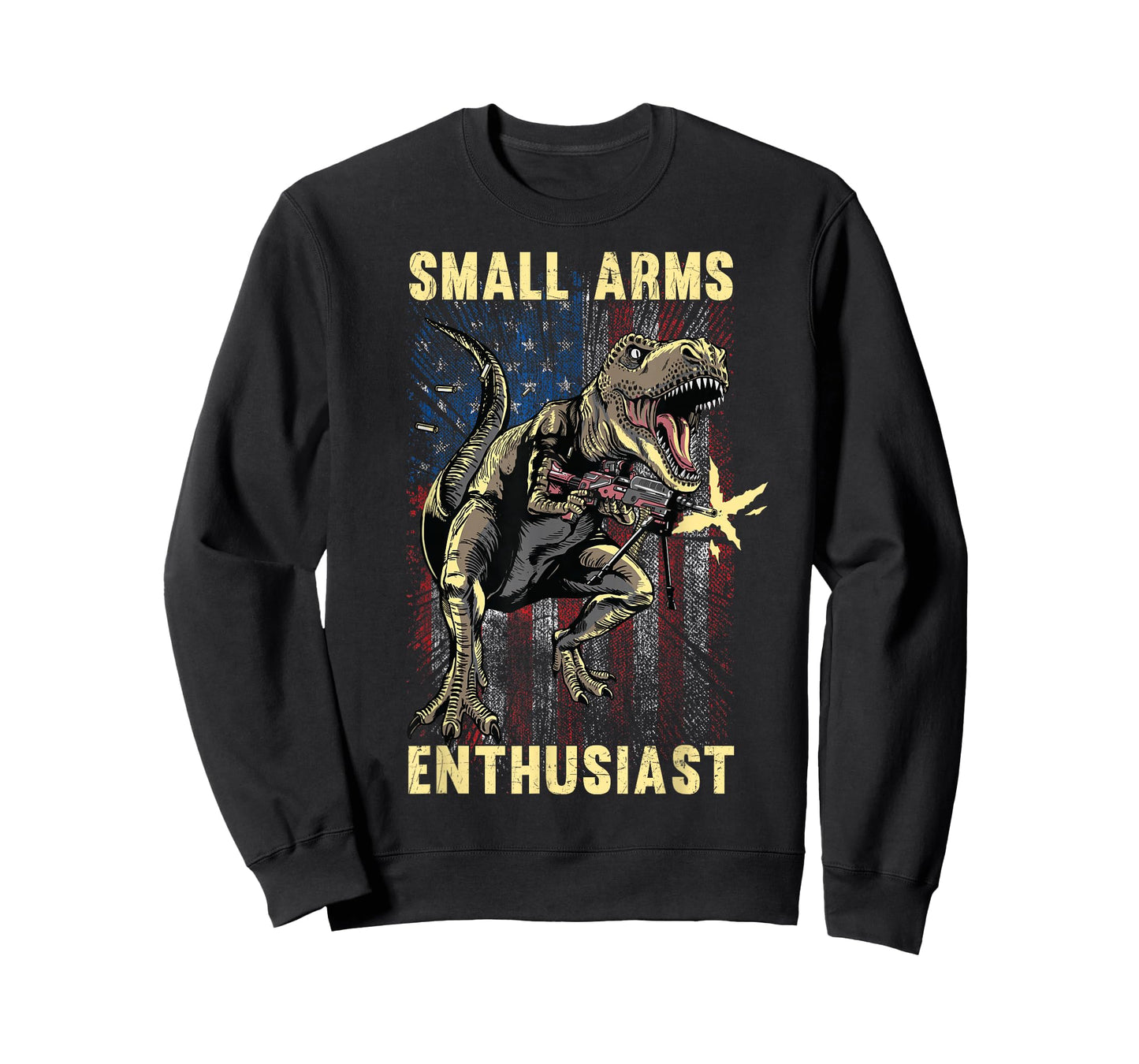 Small Arms Enthusiast Funny T-rex With Machine Gun USA Flag T-Shirt