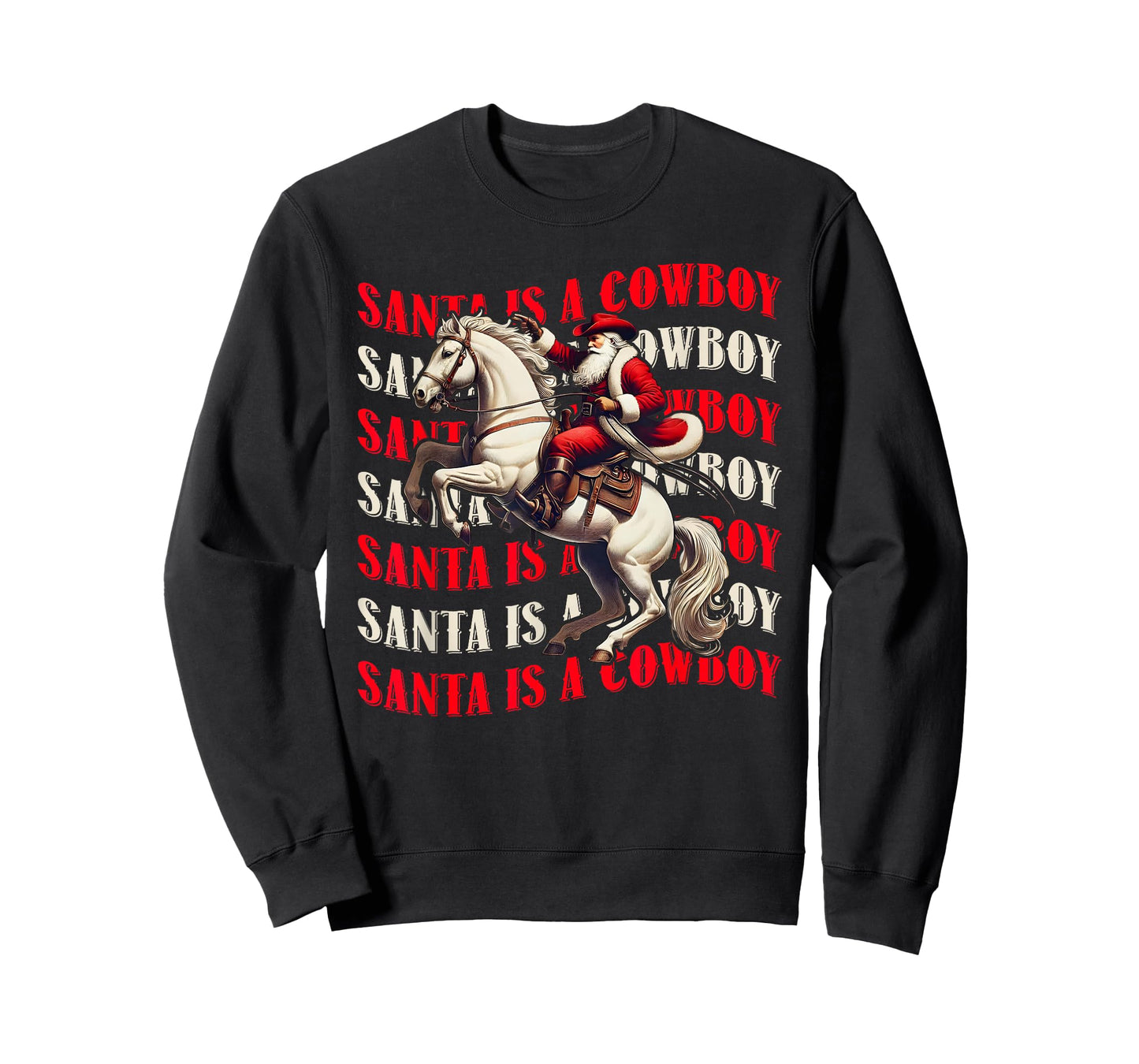 Santa is A Cowboy Xmas Western Christmas Ride Horse Texas T-Shirt
