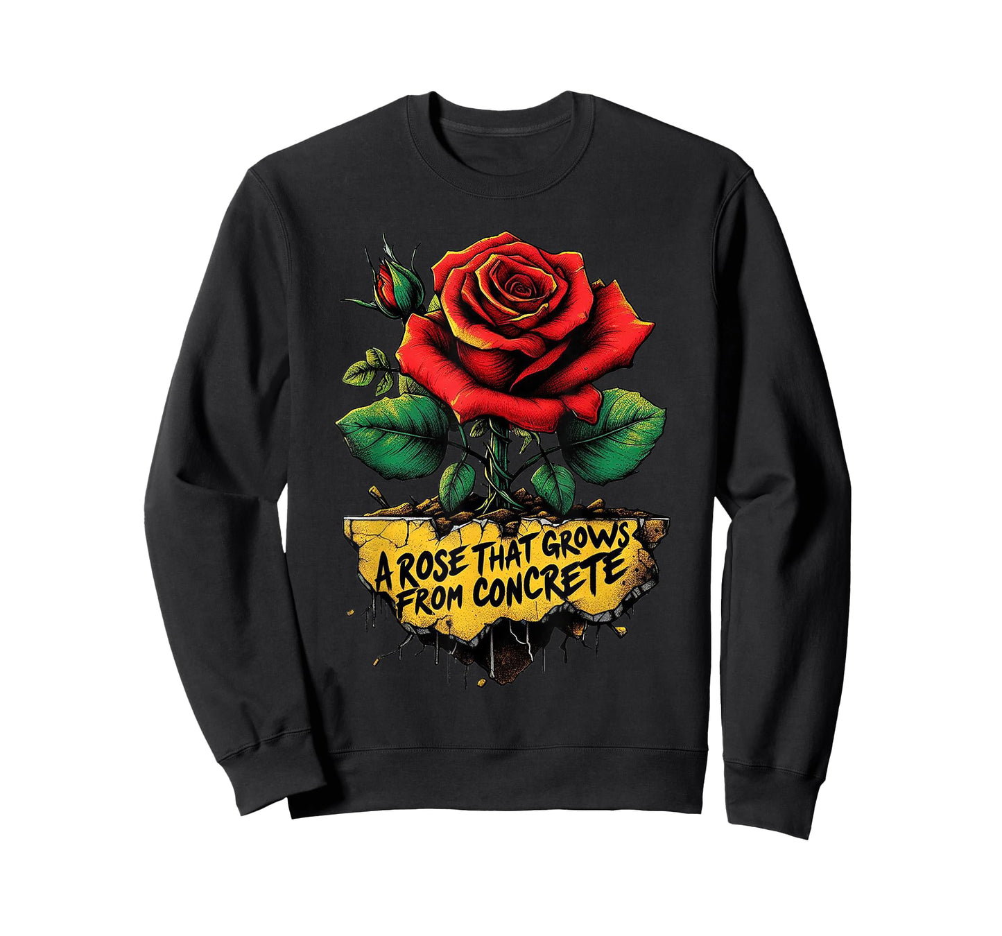 A Growing Rose Street Art Concrete Tattoo T-Shirt