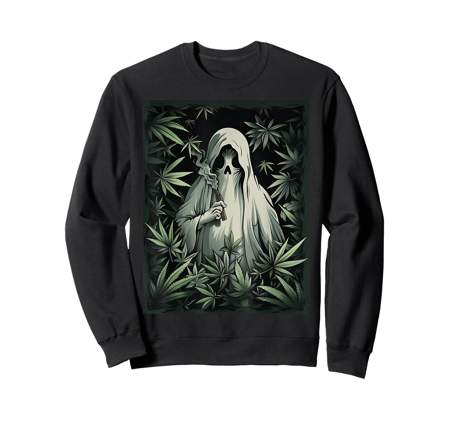 Halloween Ghost Smoking Weed 420 Stoner Cannabis Marijuana T-Shirt