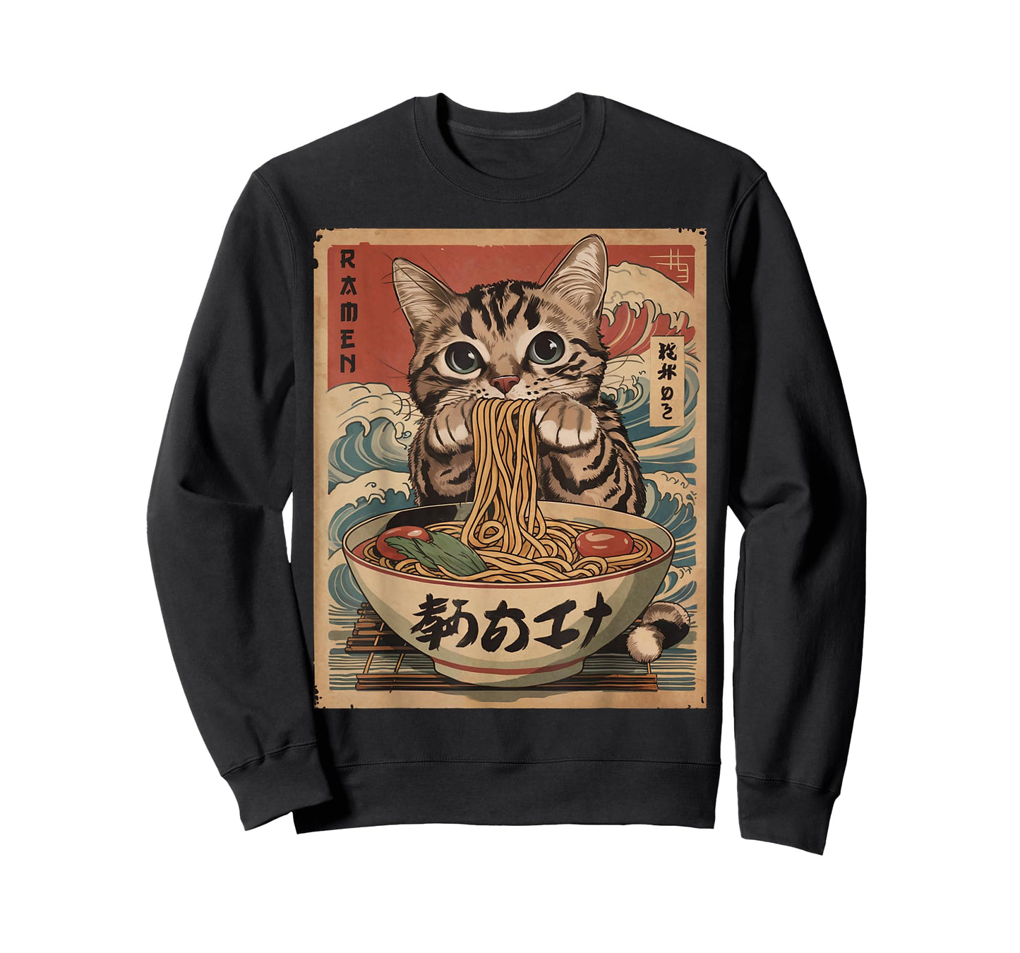 Cat Eating Ramen Noodles Kawaii Anime Manga Japanese Food T-Shirt