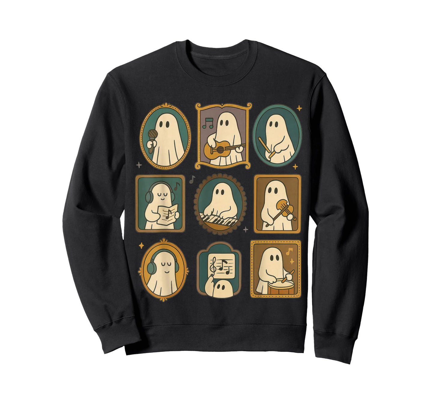 Music Teacher Orchestra Spooky Halloween Ghost Band T-Shirt