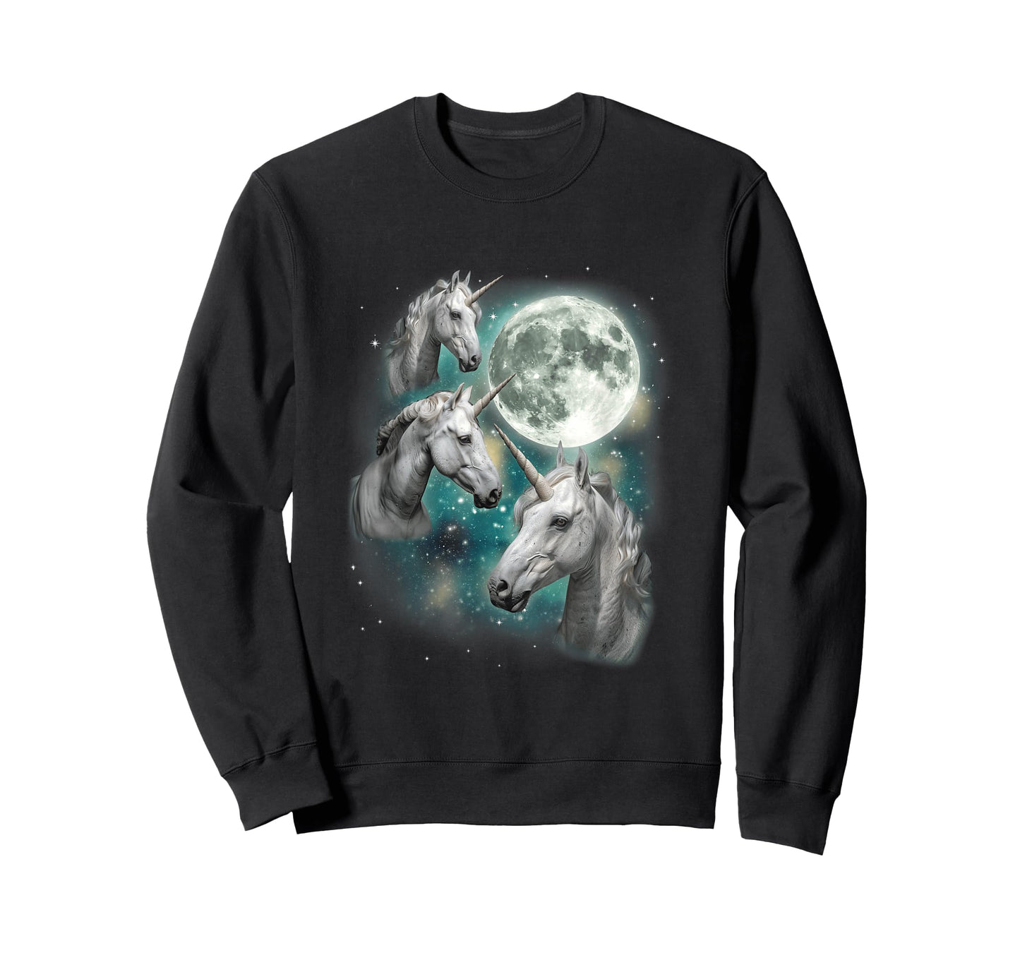 Three Unicorn Moon | 3 Magical Fantasy Mythic Horned Unicorn T-Shirt