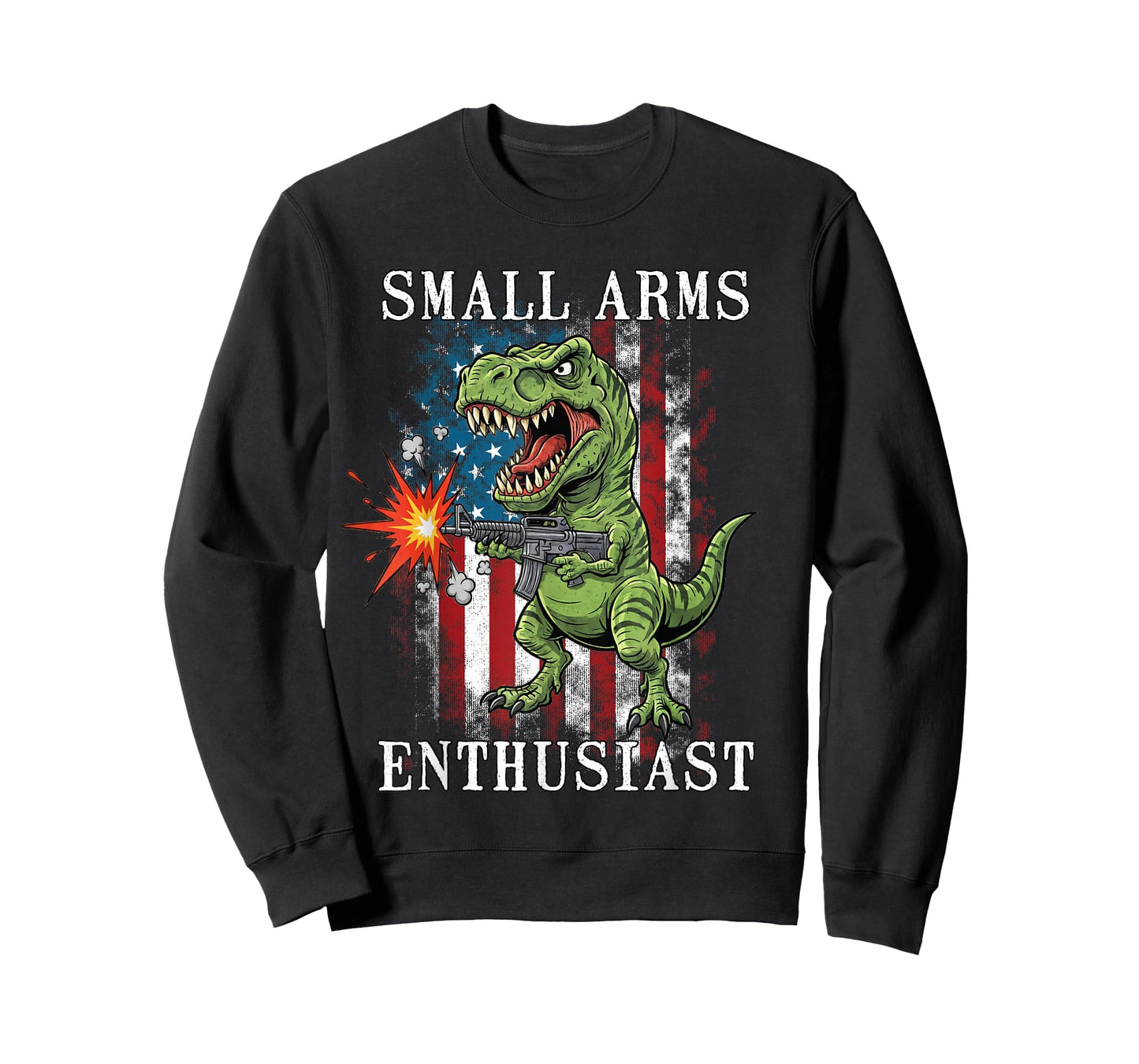 Small Arms Enthusiast Funny T-rex with Machine Gun USA Flag T-Shirt
