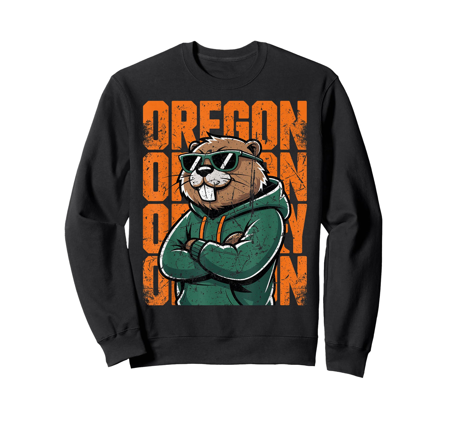 Retro Oregon Style Animal Beaver Graphic Cool Sunglasses T-Shirt