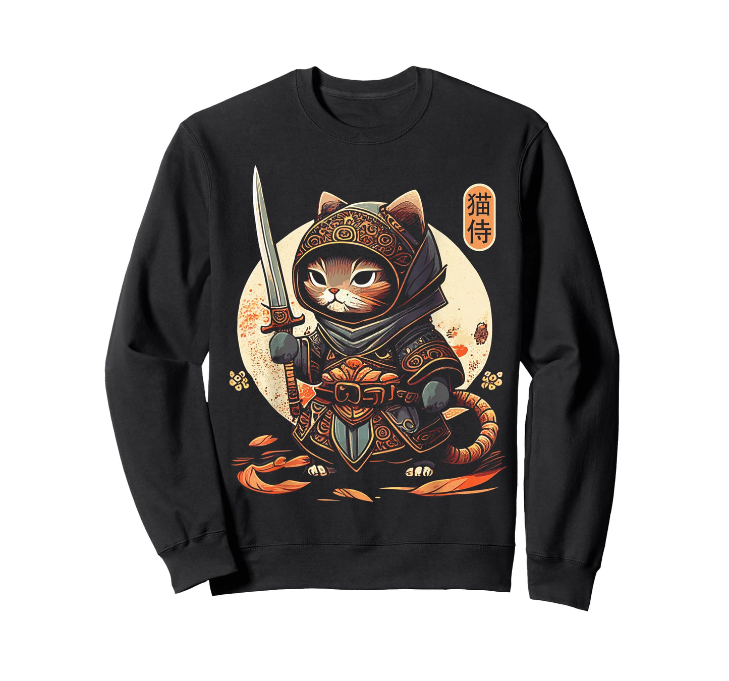 Japanese Samurai Cat Tattoo Kawaii Ninja Cat T-Shirt