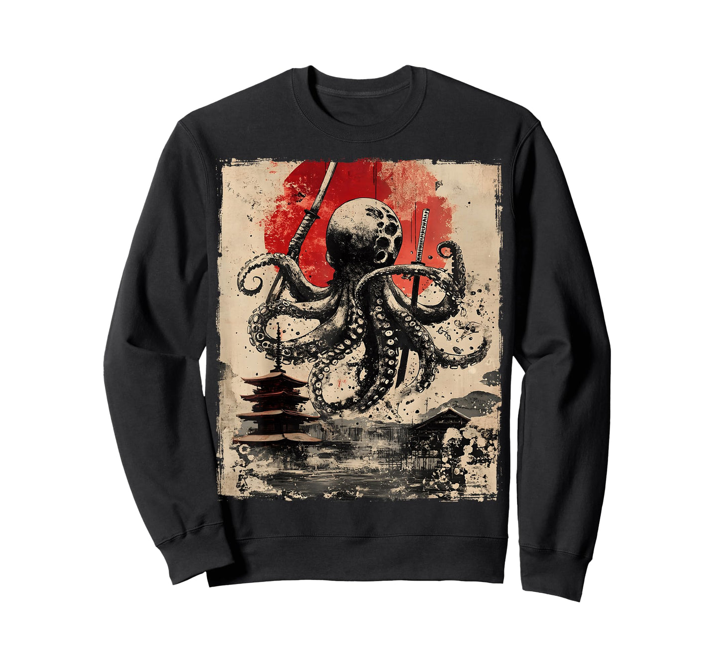 Samurai Octopus Japanese Funny Vintage Ukiyo-e Art T-Shirt